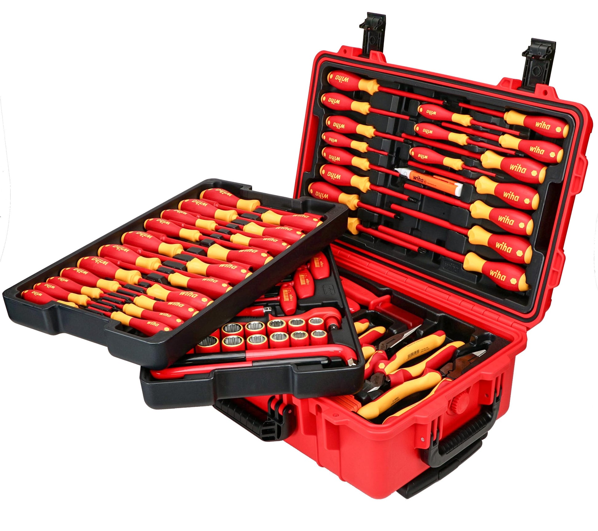 Juego de Herramientas Aisladas Wiha Rojo con Caja con Ruedas, 80 Uds