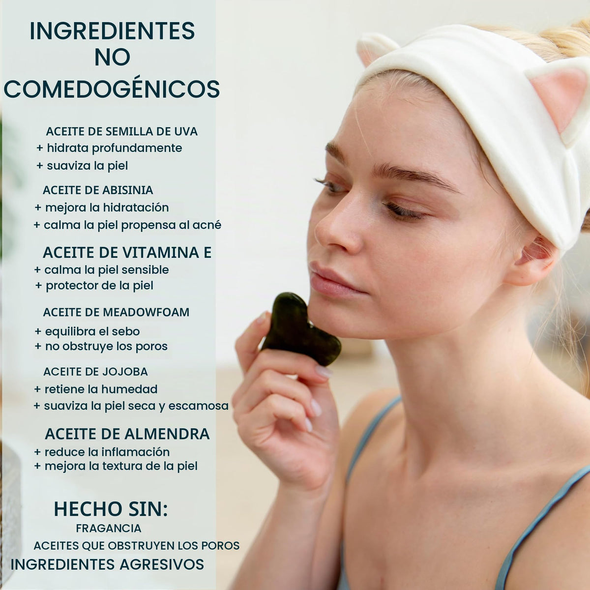 Ouiloe Aceite Gua Sha - Aceite Facial Sin Perfume Para Masaje Gua Sha - Seguro Para Piel Propensa Al Acné, No Obstruye Los Poros, Aceite Facial 100% Natural, Ligero Y No Grasiento Pa
