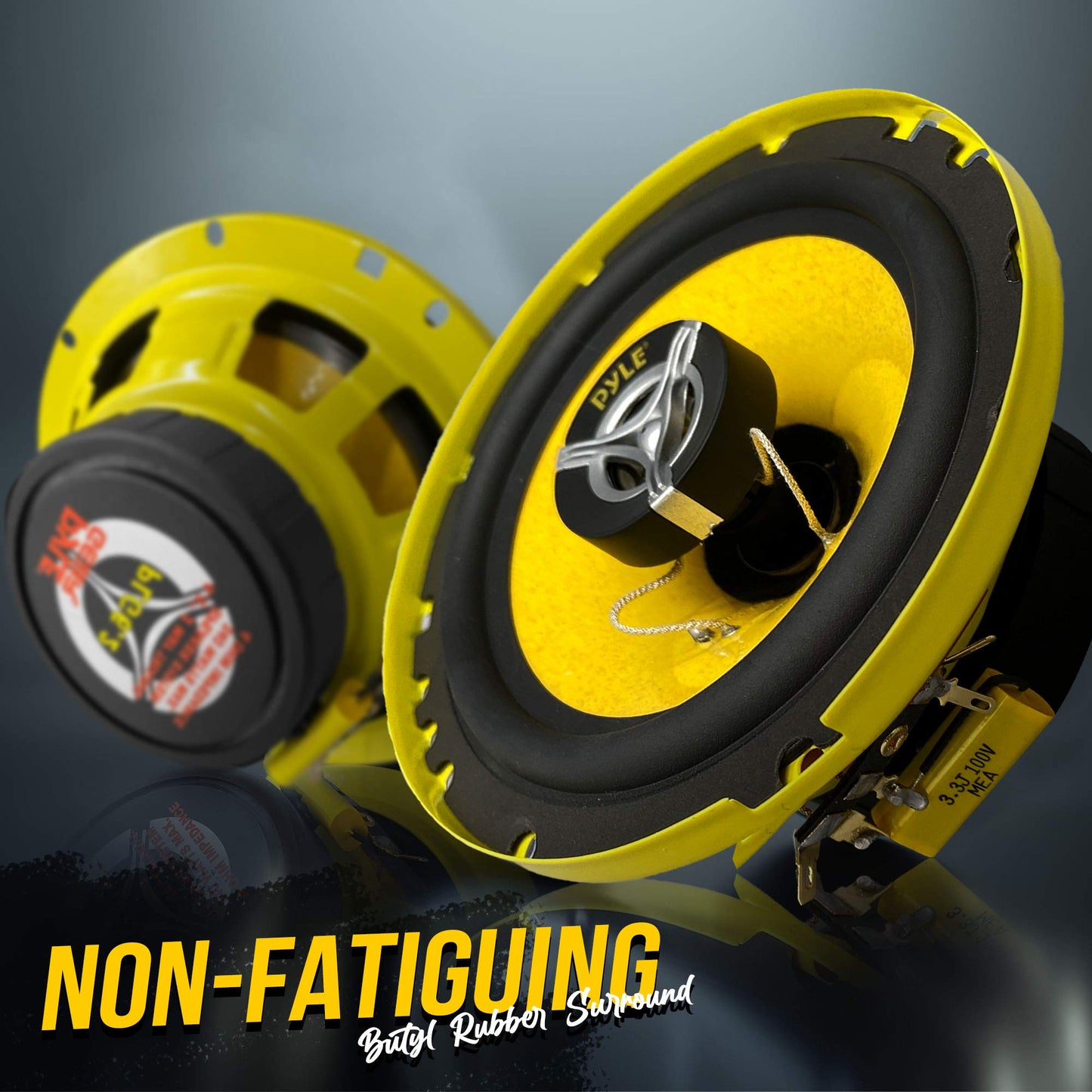 Pyle Sistema de Altavoces de Dos Vías para Auto, 6.5" 240W, 4 Ohm, Medio y Tweeter, Imán de 30 Oz, Profundidad de Montaje 2.25", Para Estéreo de Auto, Par, Amarillo