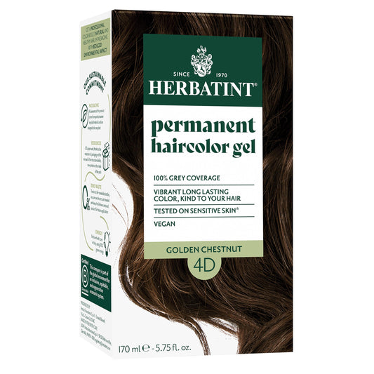 Herbatint Permanent Herbal Haircolour Gel 4D Golden Chestnut - 135 ml - No ammonia and no Parabens