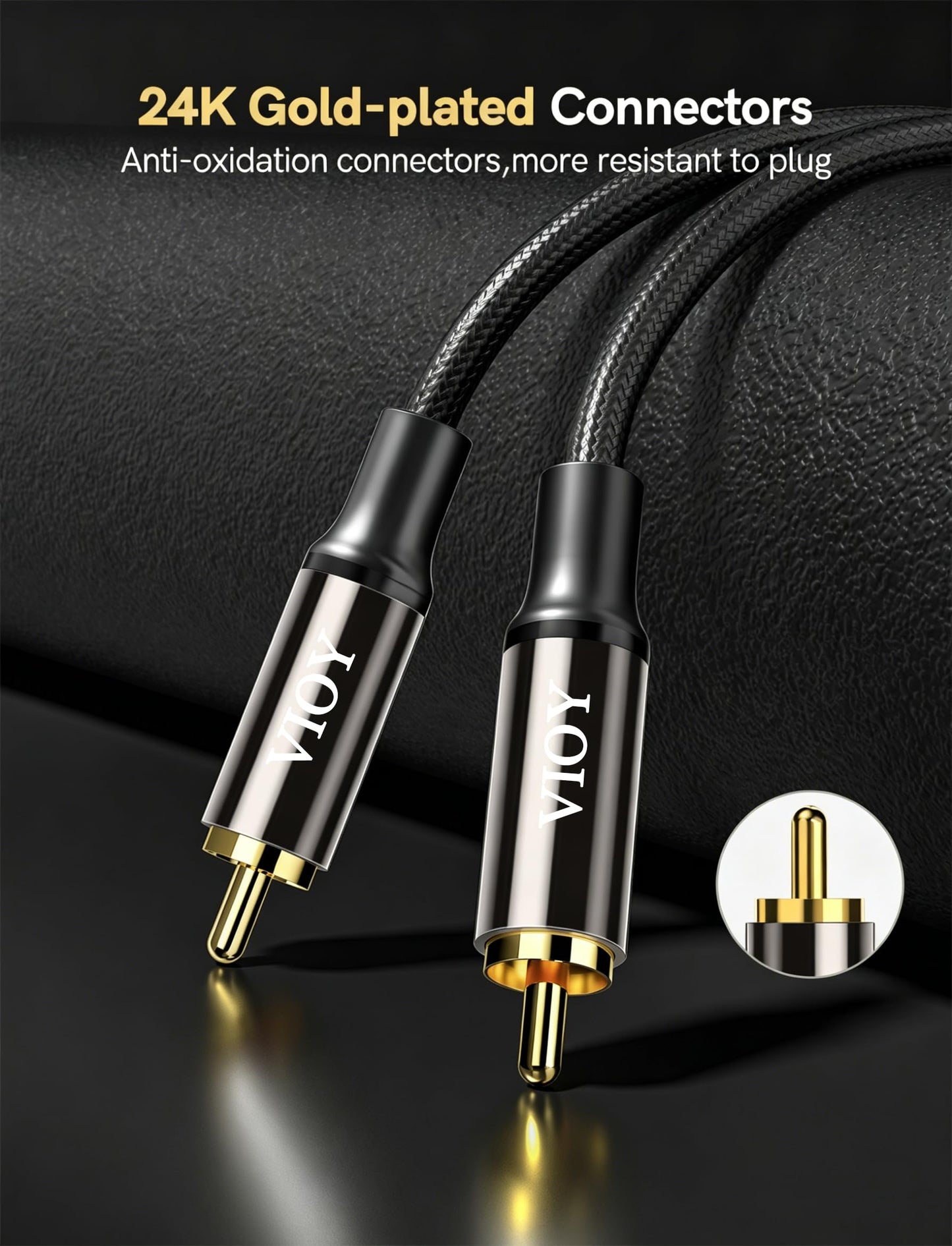 VIOY - Cable de audio digital coaxial (15 pies), cable de subwoofer RCA macho a macho HiFi 5.1 SPDIF estéreo coaxial para cine en casa, HDTV, amplificador, altavoz y barra de sonido