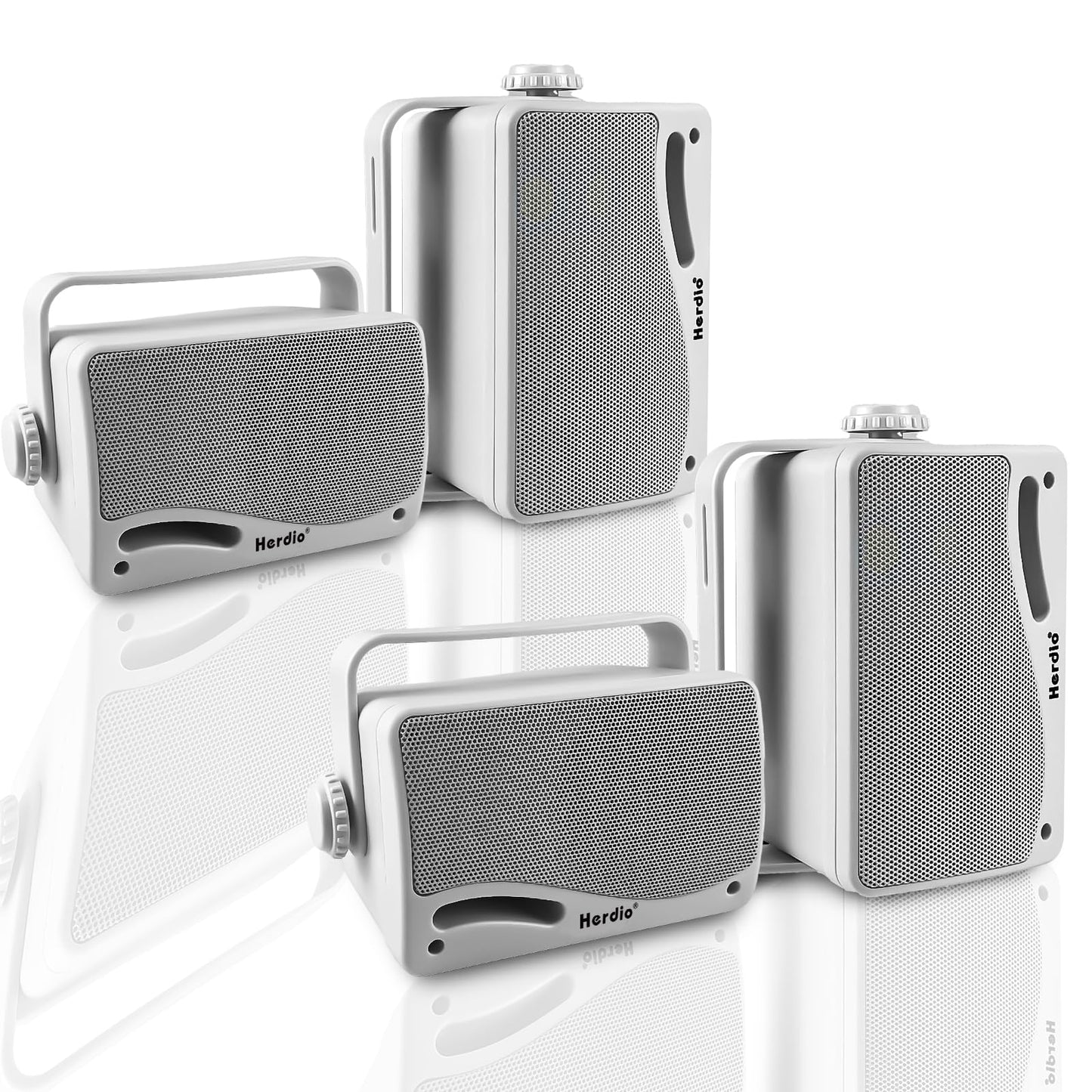 Herdio Altavoces Bluetooth impermeables para exteriores de 3.5 pulgadas, sistema de altavoces de montaje en pared con graves potentes de 400 W, para el hogar, patio, jardín, porche, cubierta