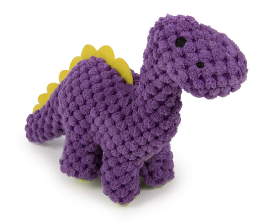 goDog Checkers Just for Me Dinos Bruto Juguete de Peluche chirriante para Perro, tecnología de protección masticable, Morado, Mini