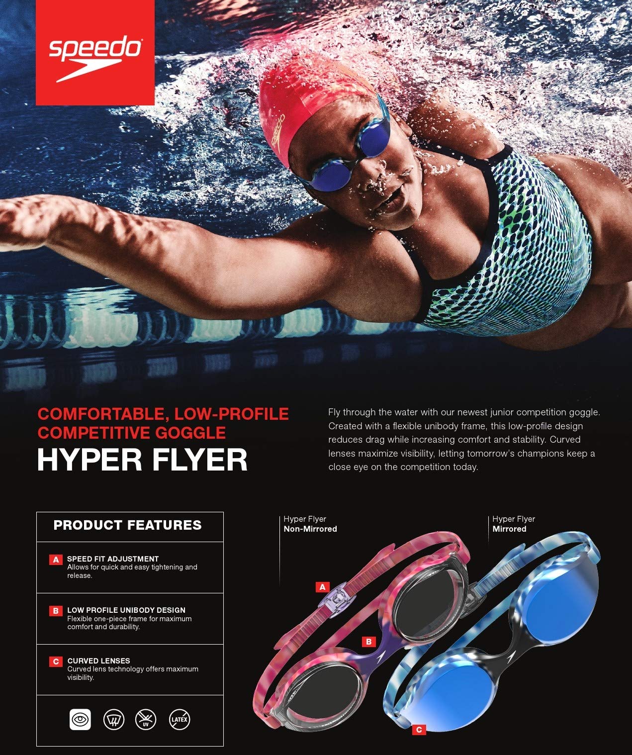 Gafas de Natación Speedo Junior Hyper Flyer Azul para Niños