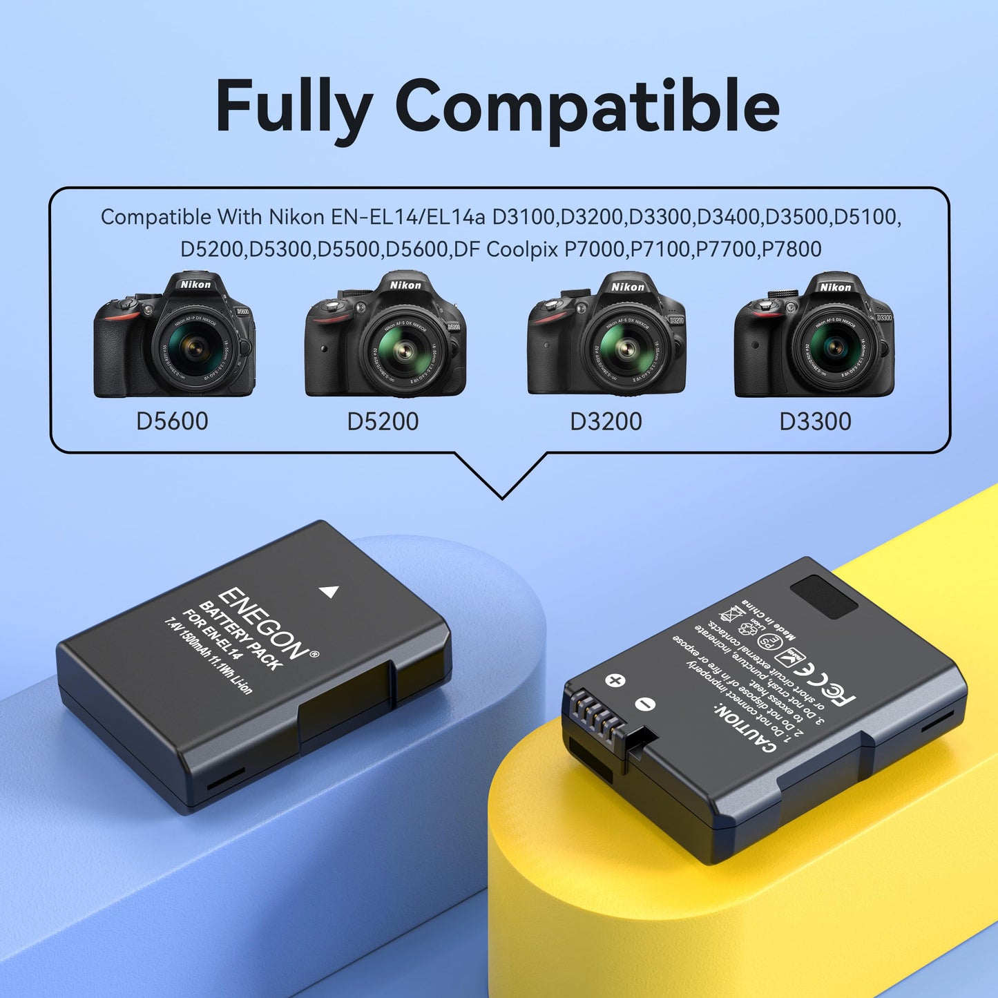Batería Sostitutiva ENEGON EN-EL14/EL14a Dual USB para Nikon Negra