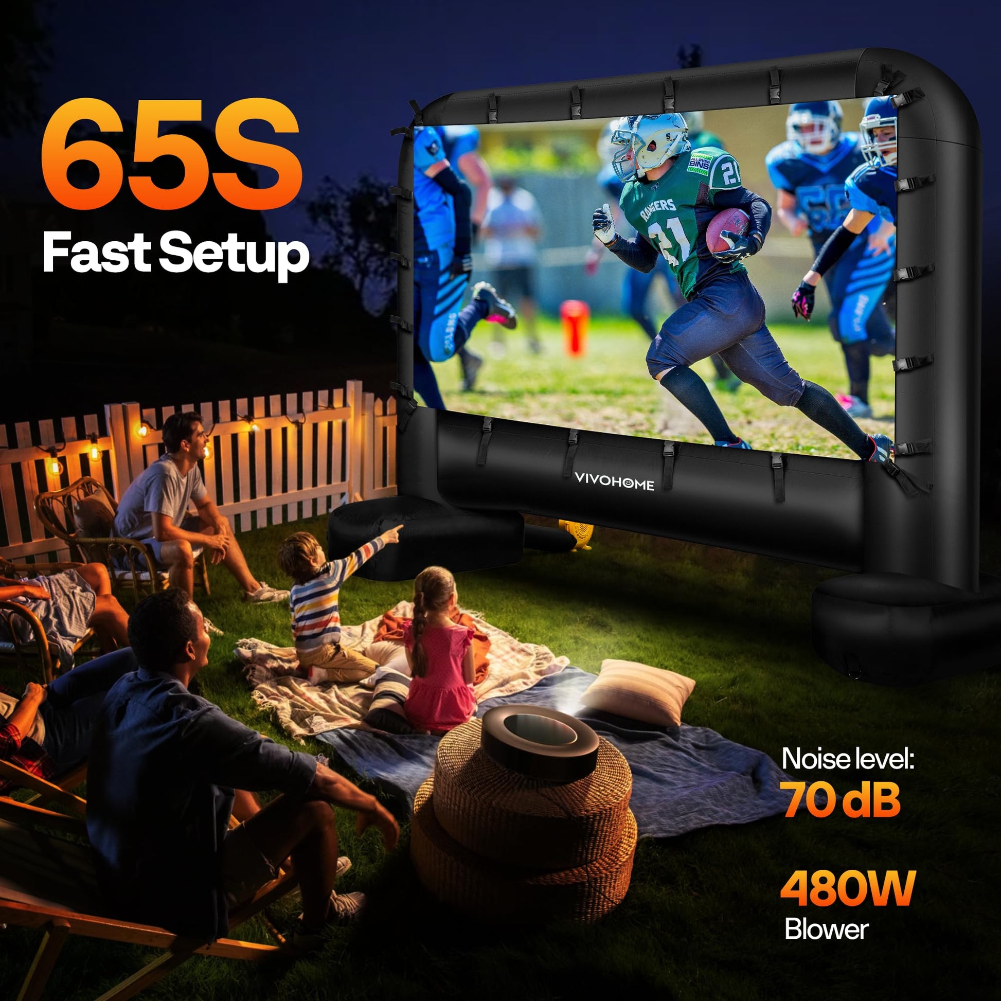 VIVOHOME visualización de proyector inflable de 20 pies para exteriores, visualización de película soplada para uso al aire última intervensión, visualización de TV grande con bolsa de transporte para