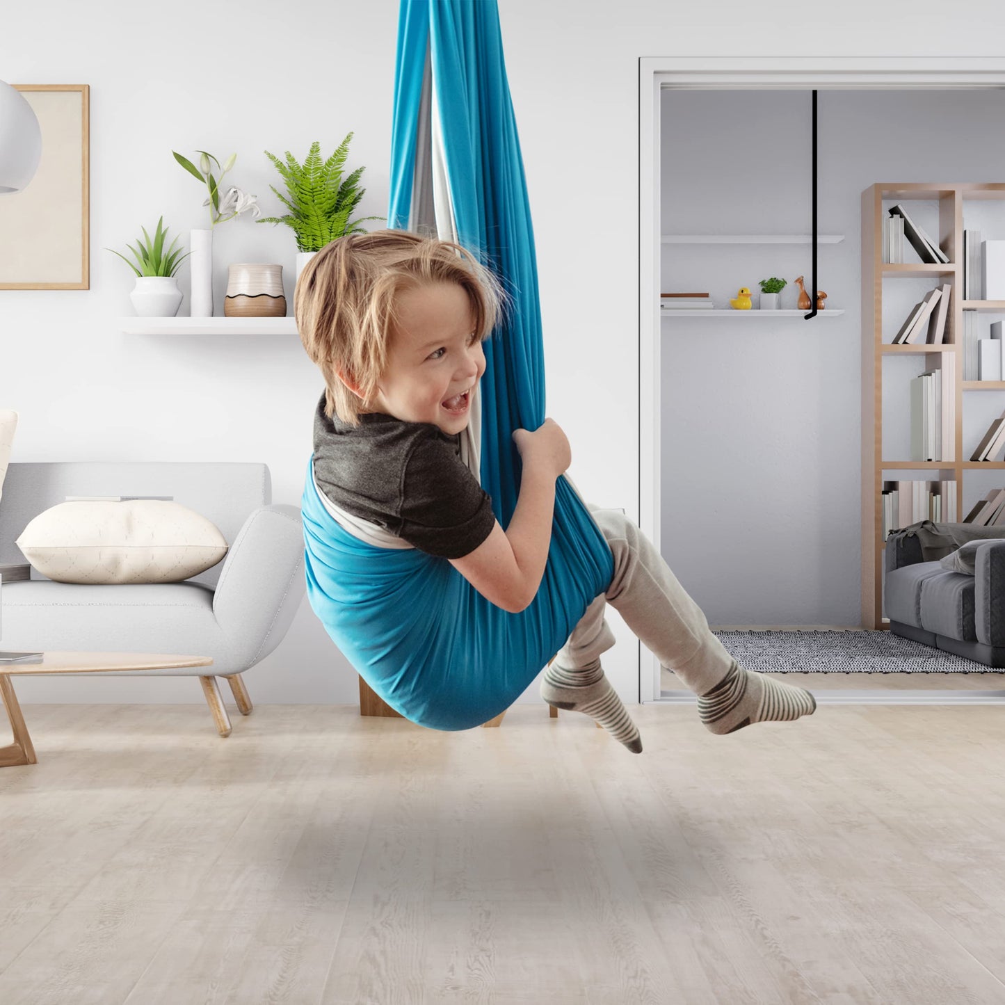 Juego de Columpio Sensorial MINGLEWOOD Azul con Colgador Giratorio para Niños