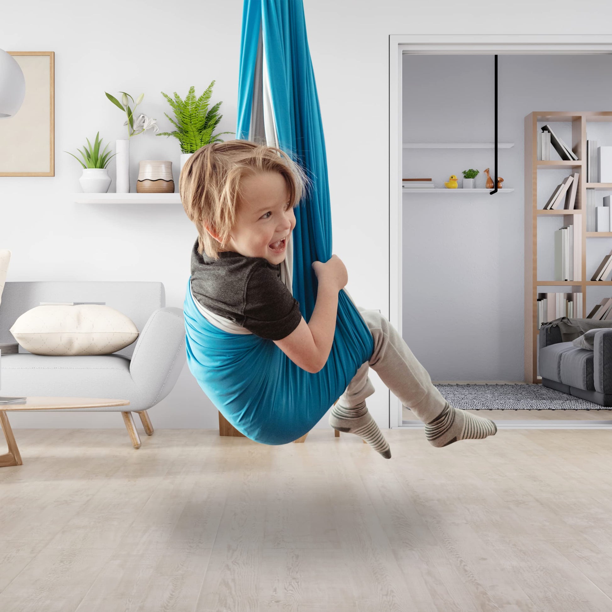 Juego de Columpio Sensorial MINGLEWOOD Azul con Colgador Giratorio para Niños