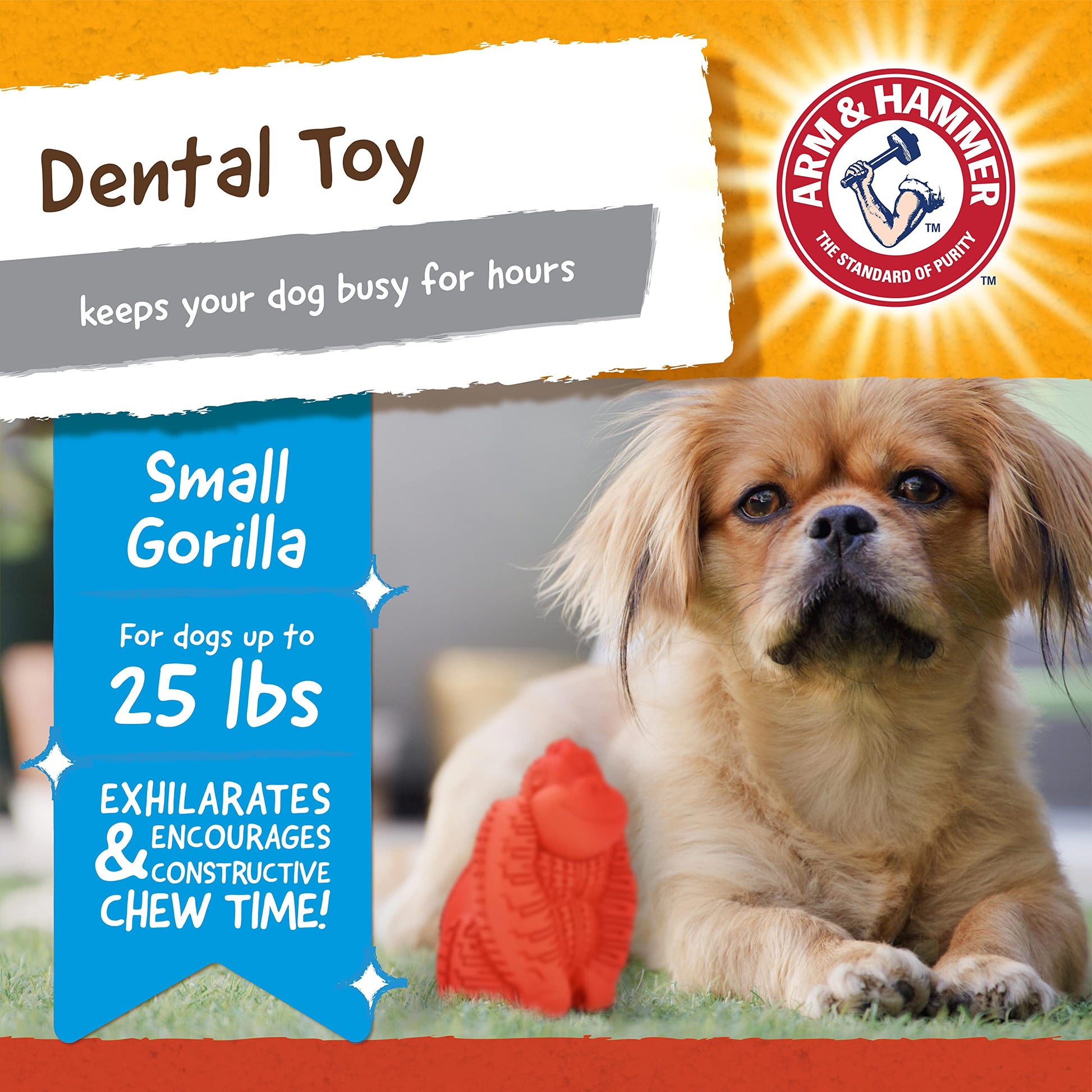 Arm & Hammer Juguete para Perro Mini Gorilla, Limpia Dientes y Reduce Sarro, Ultra Resistente, 1pza