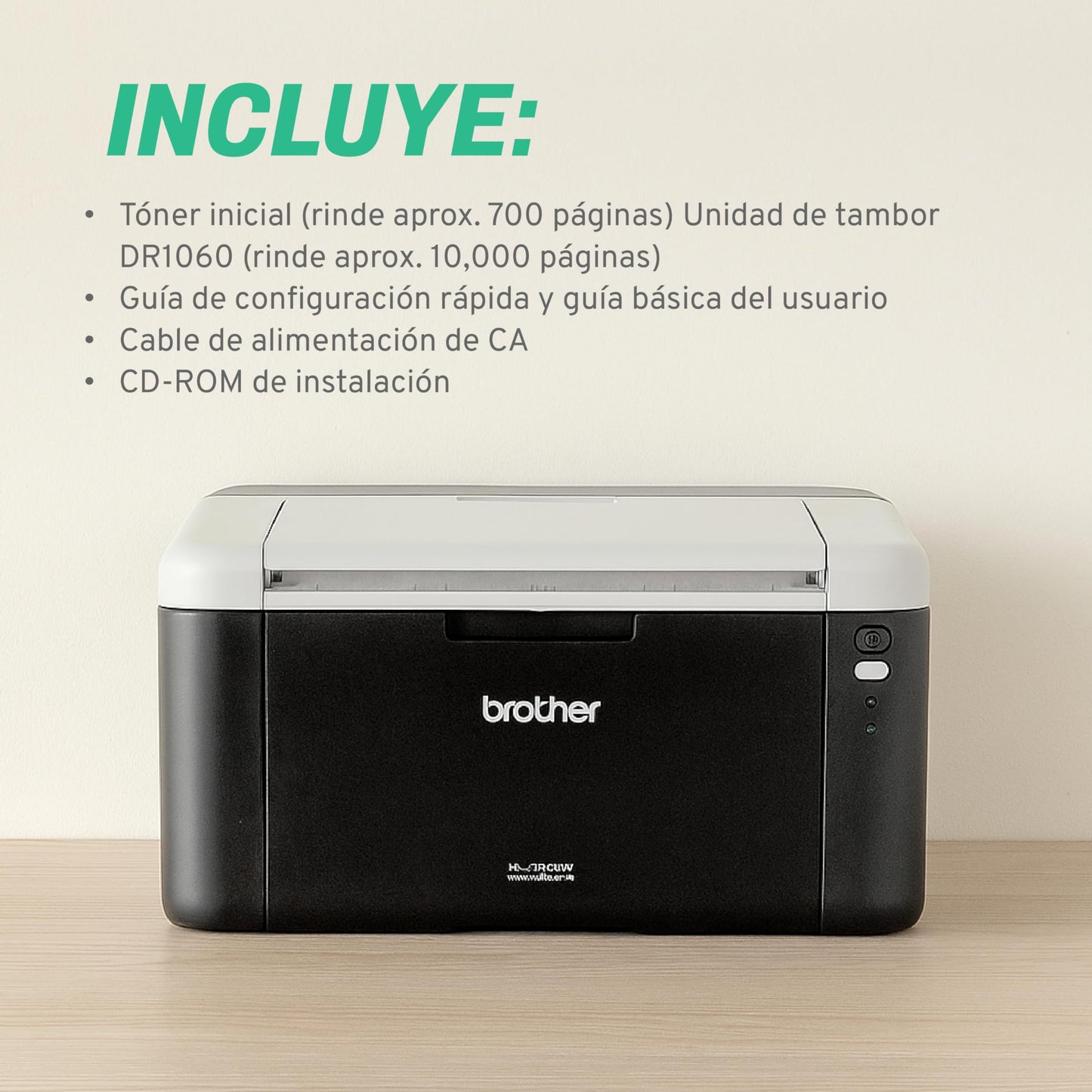 Brother HL1212W, Impresora láser monocromática con conectividad en red inalámbrica, Negro/Gris
