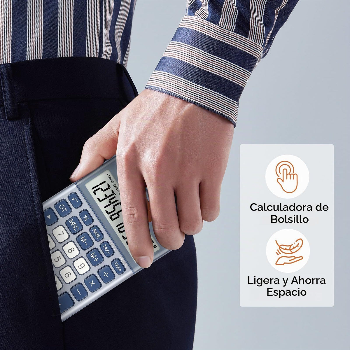 Calculadora de Escritorio Pendancy Negra con Pantalla LCD de 12 Dígitos y Energía Solar para Contabilidad
