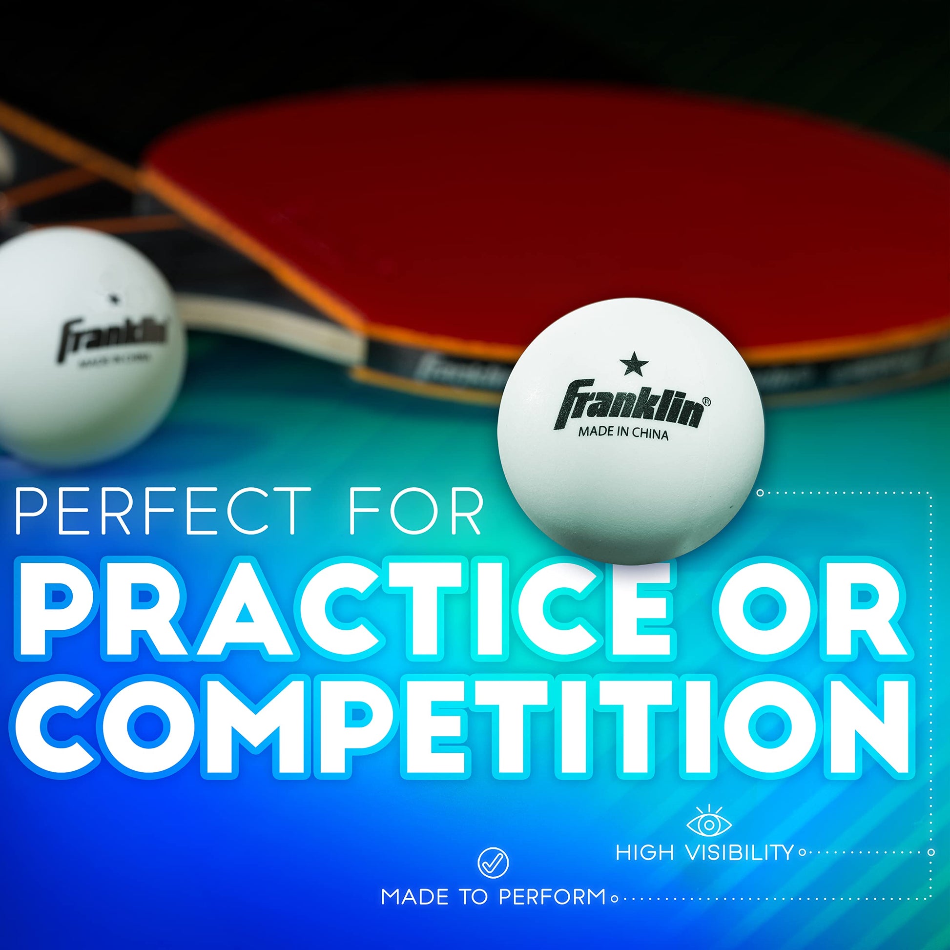 Franklin Sports Pelotas de Tenis de Mesa - Tamaño y Peso Oficial, 40mm, Una Estrella, Profesionales, Duraderas y de Alto Rendimiento - Blancas - Paquete de 12