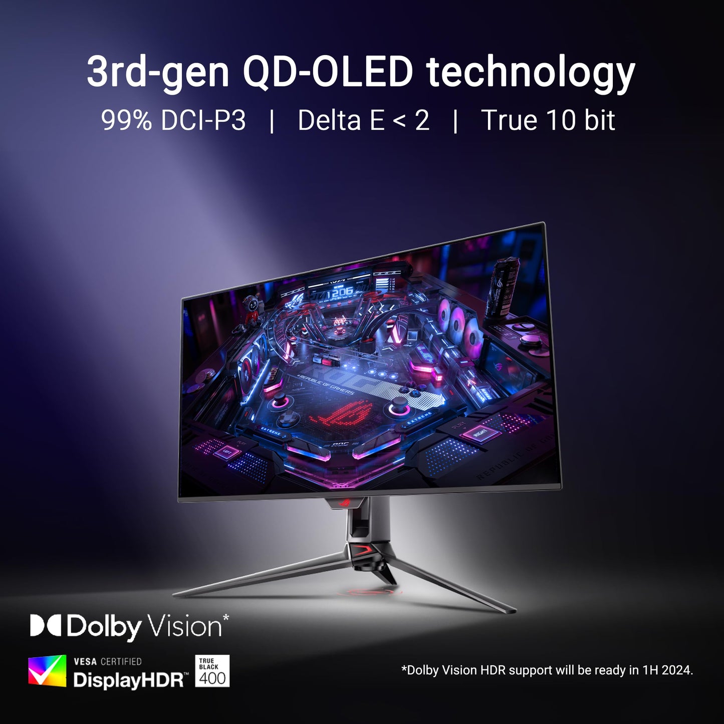 ASUS ROG Swift Monitor para Juegos OLED 4K de 32 Pulgadas (PG32UCDM) - UHD (3840 x 2160), QD-OLED, 240Hz, 0.03ms, Compatible con G-Sync, disipador térmico Personalizado, película de grafeno, 99%