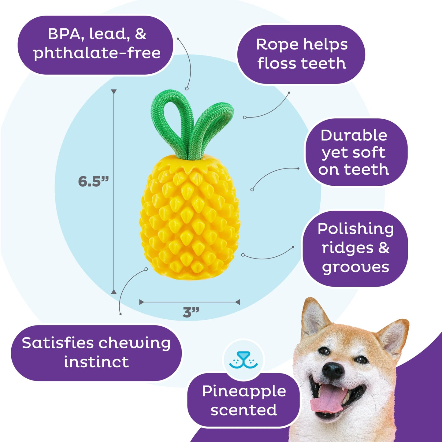 Juguete Dental Outward Hound Amarillo con Piña y Relleno Interactivo para Perro