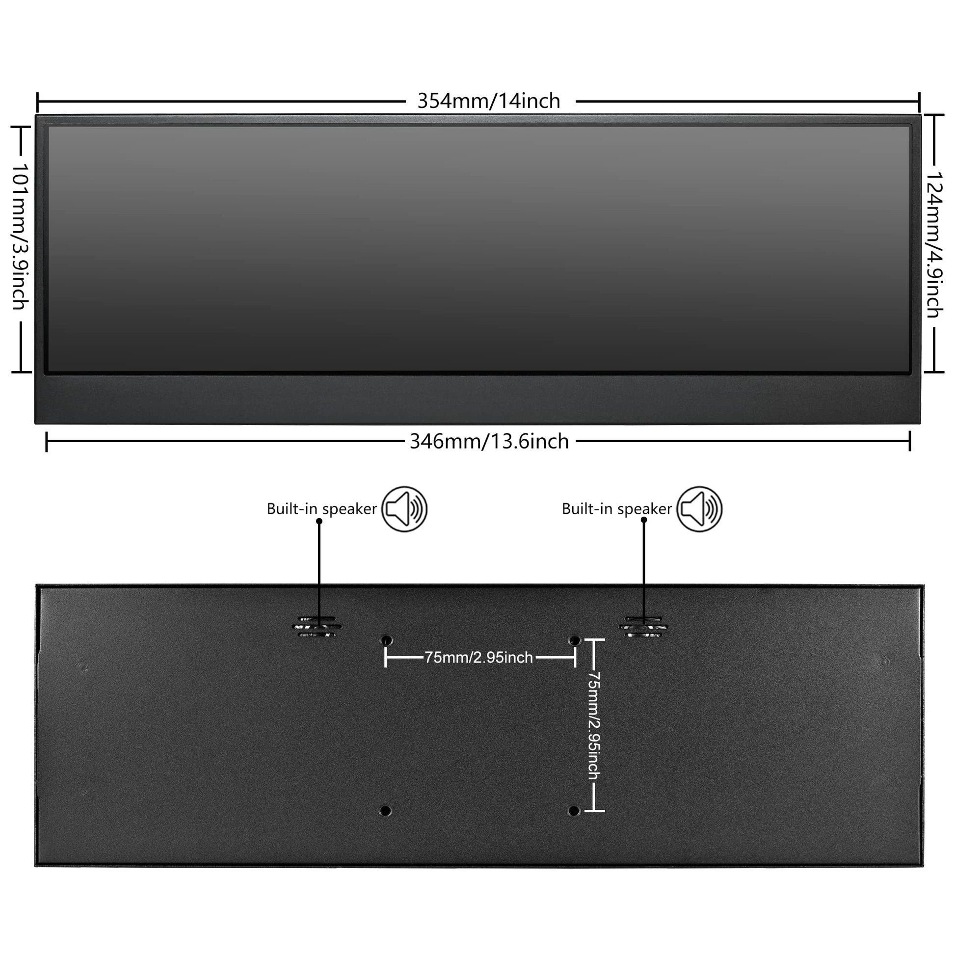 14'' 4K UHD IPS 3840x1100 Barra Estirada Pantalla Táctil Monitor para Ordenador Portátil PC Velocidad Temperatura Windows Aida64 CPU GPU HDMI Monitor Secundario para Música Media Timeline Edición