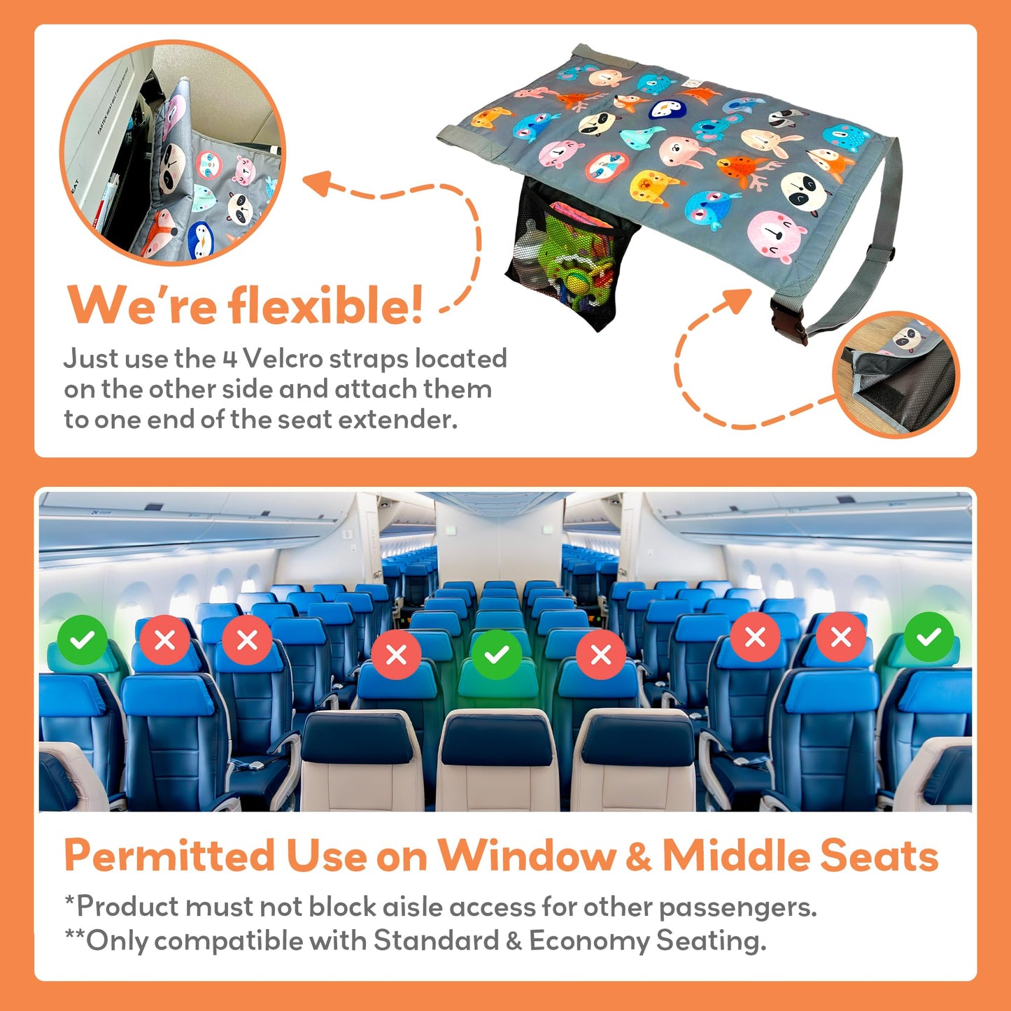 Little Traveler - Cama de Avión para Niños y Extensor de Asiento – Cama Portátil para Viaje, Ajustable y Fácil de Instalar – Esenciales para Viajar con Niños de 1 a 4 Años