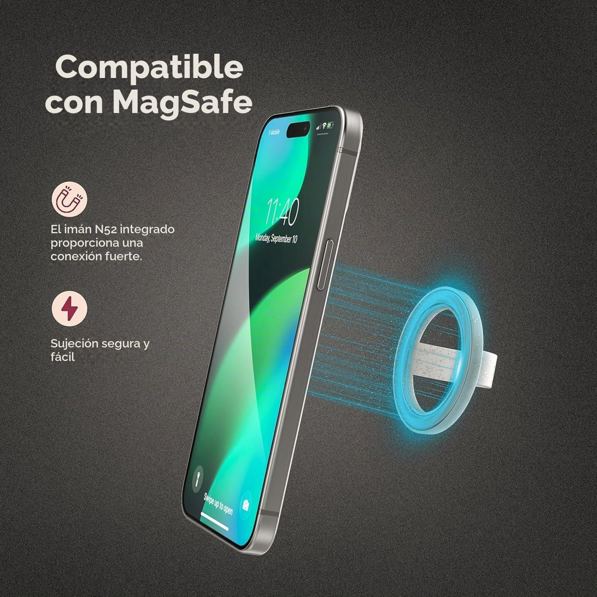 Anillo Magnético de Silicona Encased Azul con Brillos para iPhone MagSafe