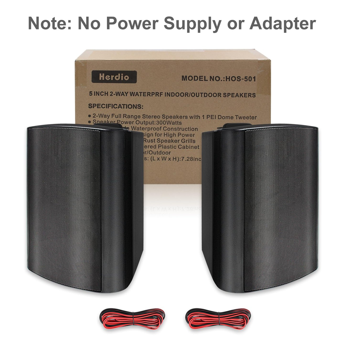 Herdio - Altavoces de Pared para Patio Interior y Exterior de 5.25 Pulgadas, 200 W, Sistema de Montaje en Pared para Todo Tipo de Clima, un par, Negro