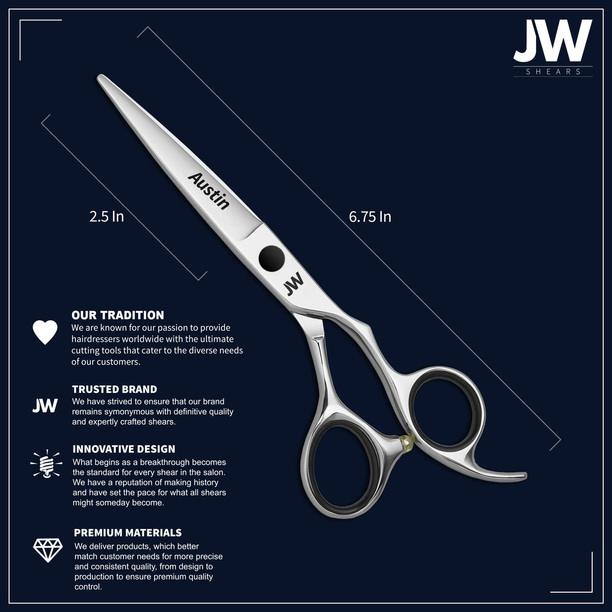 JW Professional Shears Austin Series - Tijeras de corte de pelo y peluquería de acero inoxidable japonés