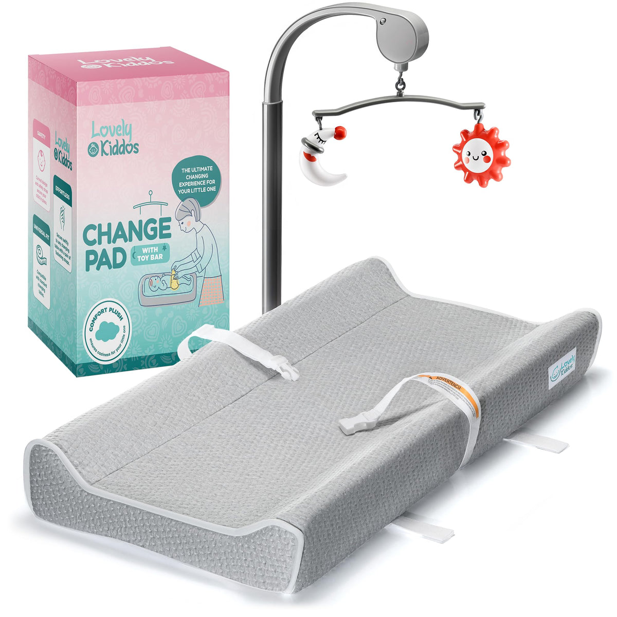 Almohadilla para cambiar pañales – Almohadilla de espuma contorneada para cambiar pañales de bebé para cómoda, lavable, suave y extraíble, cubierta exterior antideslizante + forro interior impermeable