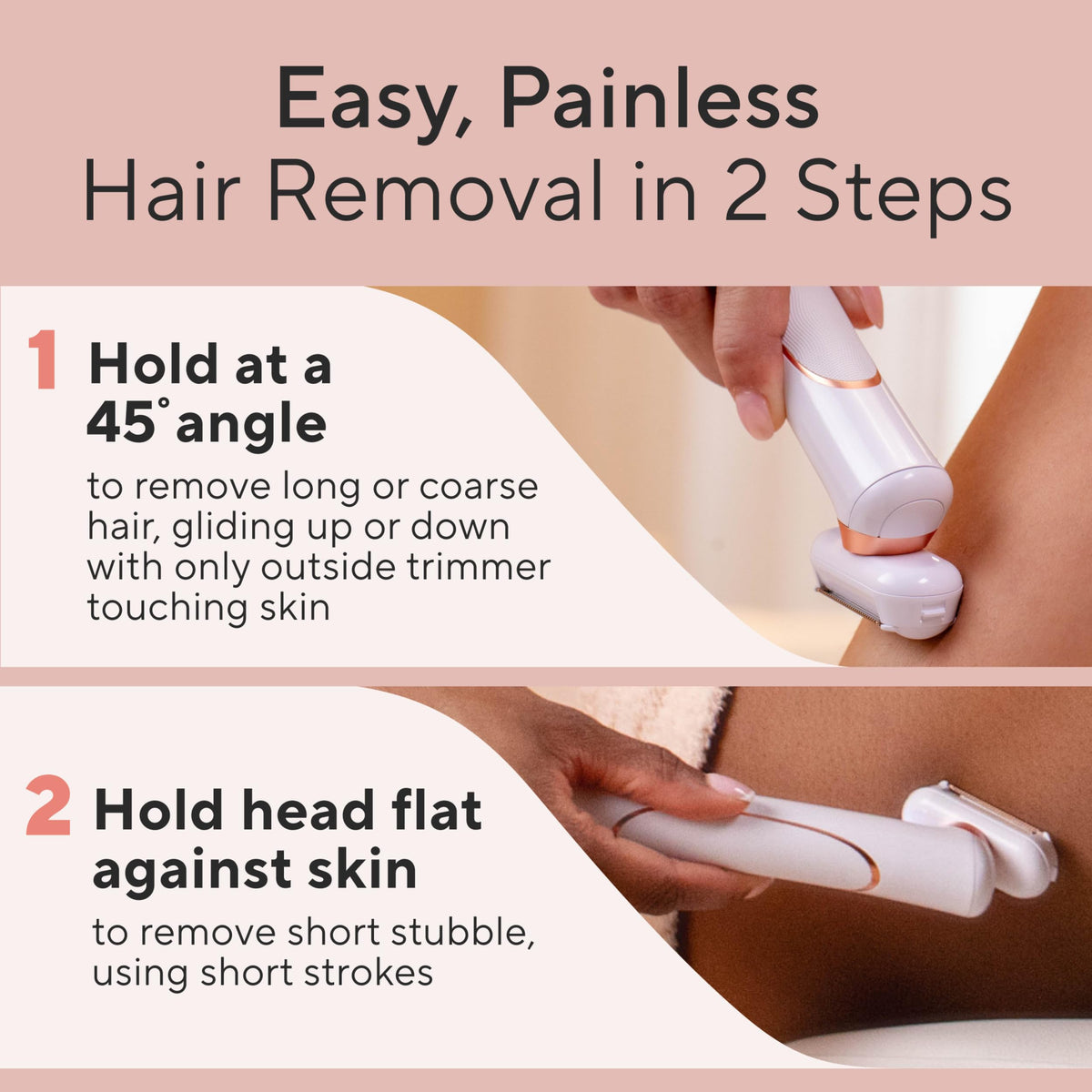 Finishing Touch Flawless Legs 2.0 - Piernas impecables con acabado táctil - Maquinilla de afeitar eléctrica con cabeza giratoria - Recargable - Rosa - Rosado