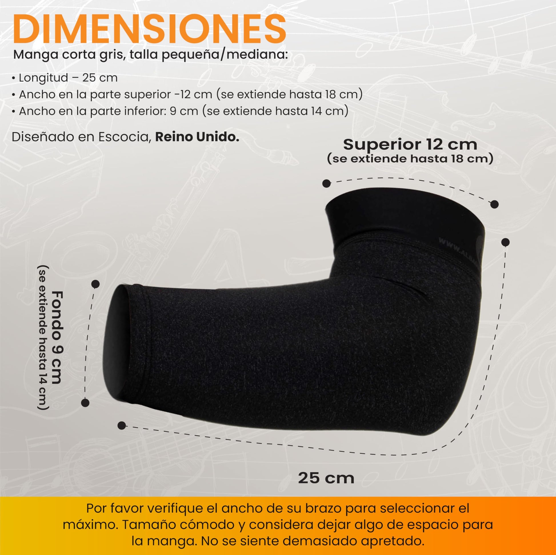 Alba Guitar Beads - Manga corta gris para guitarristas, para guitarristas clásicas, flamencos, guitarristas eléctricos, talla pequeña/mediana, gris, talla �nica