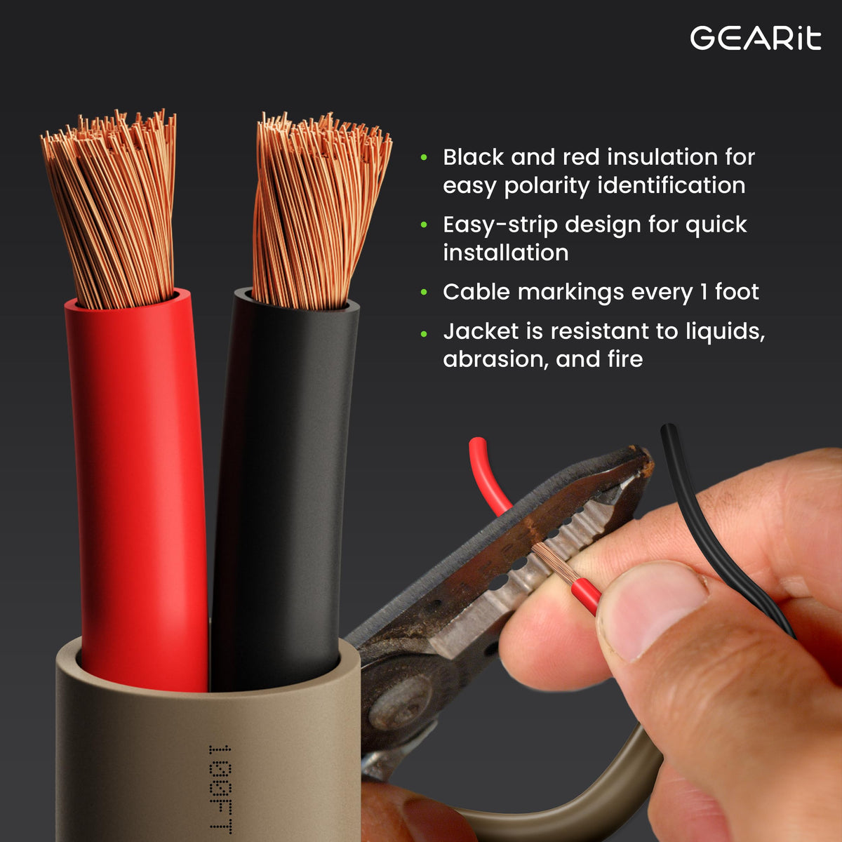 Cable de Altavoz GEARit Café 12 AWG Exterior Enterramiento Directo 100 Pies