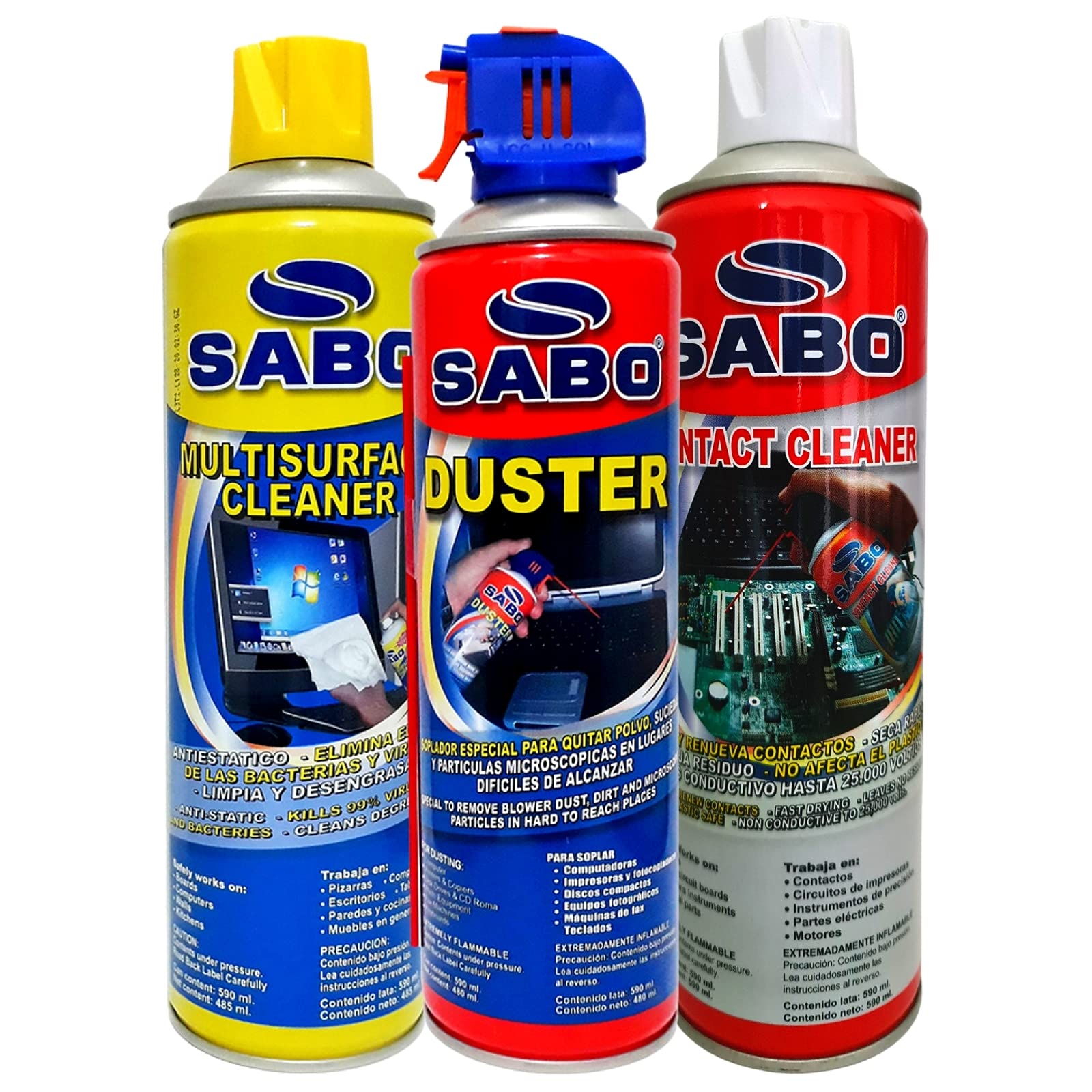 Aire Comprimido SABO Negro con Popotillo 590 Ml para Limpieza Profesional