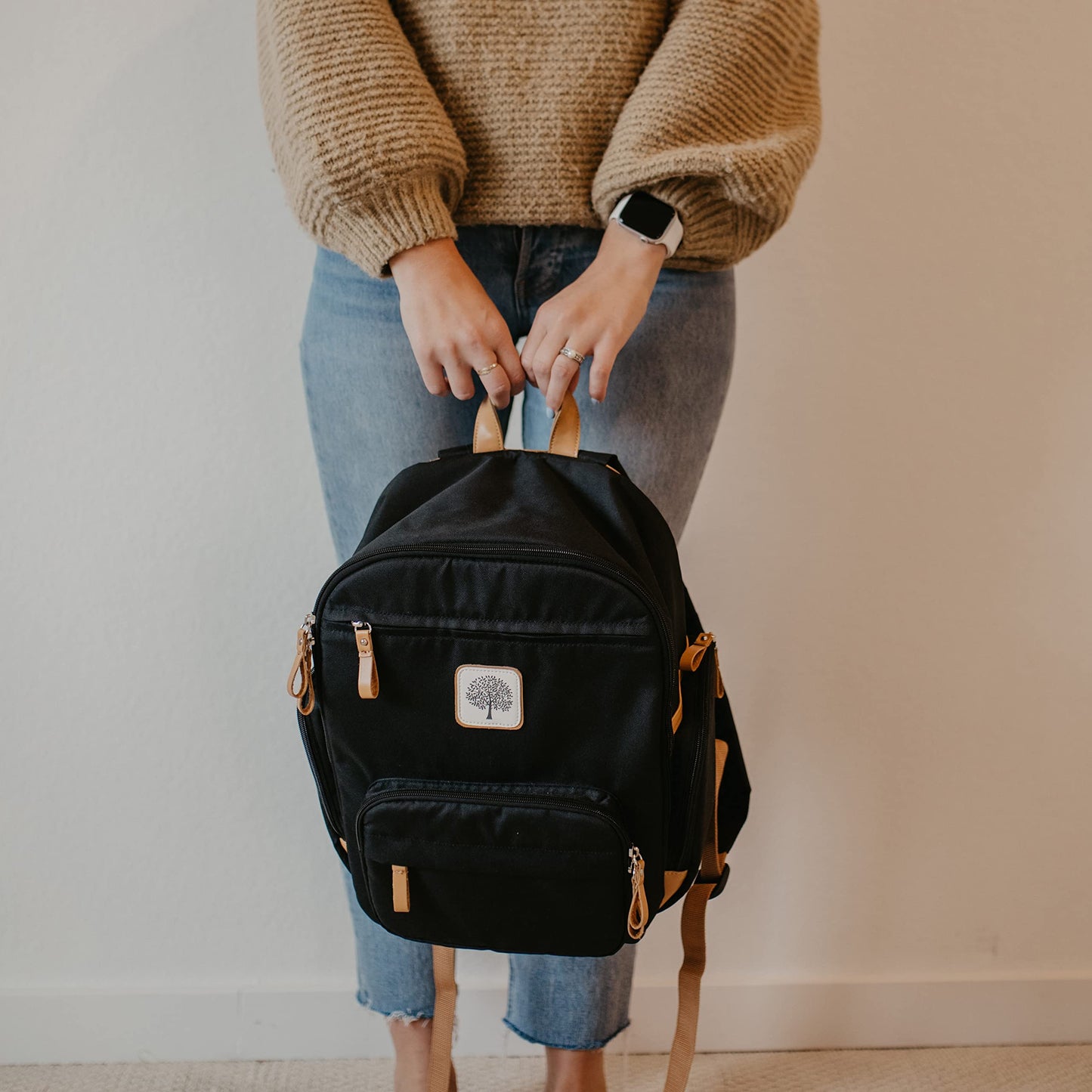 Parker Baby Co. - Mochila Pañalera Unisex Multifuncional con Cierre Completo y Bolsillos Térmicos para Mamá y Papá, Color Negro