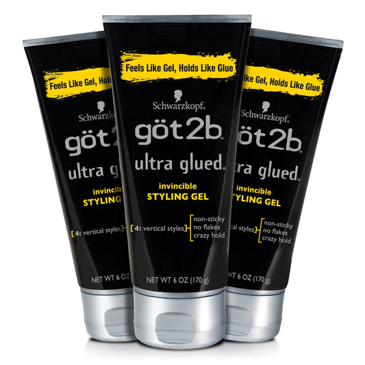 Got2b Ultra Glued Invincible Styling Gel para el cabello, 6 onzas (Paquete de 3)