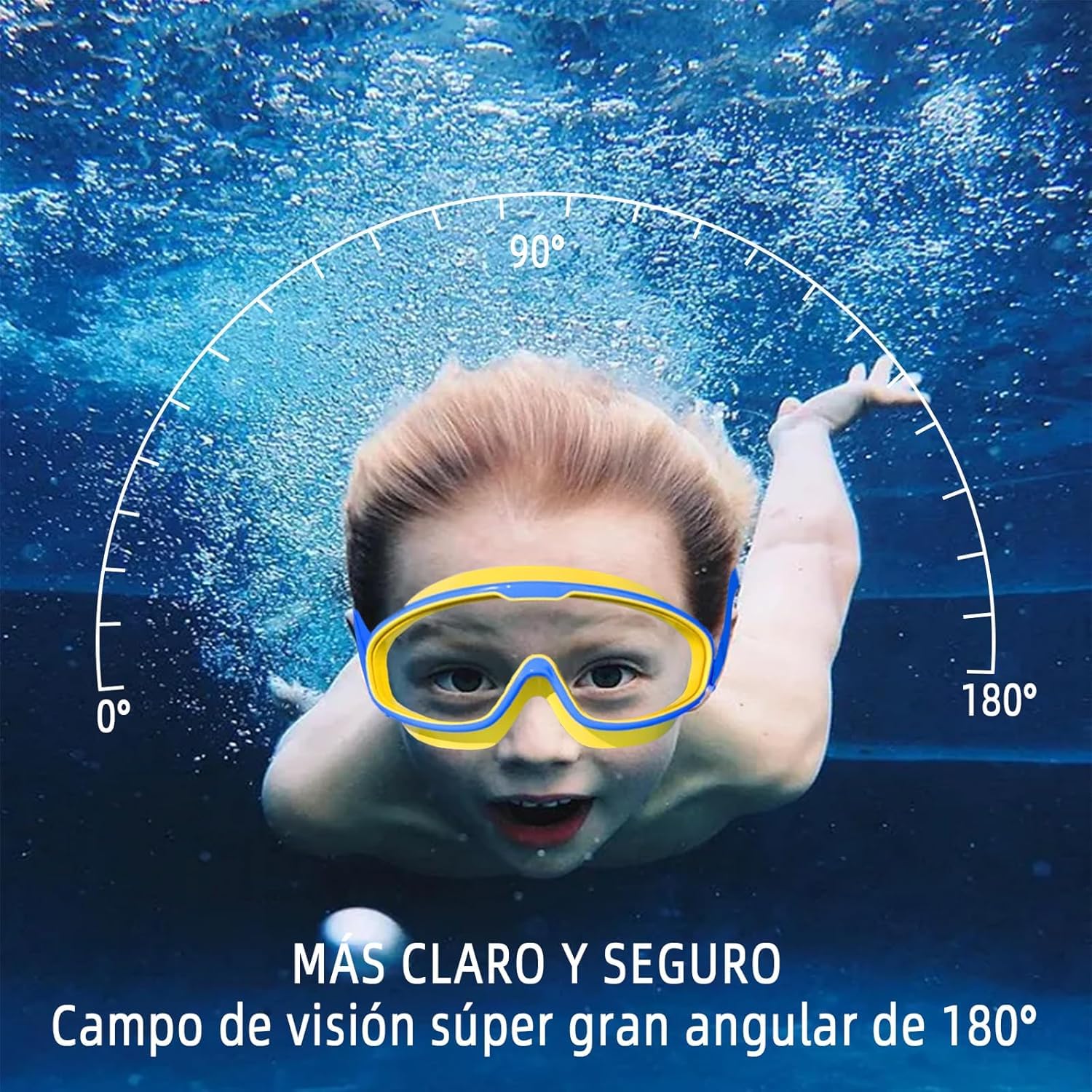 Juego de Gafas de Natación Infantil con Montura Grande y Bolsa de Almacenamiento, Protección Antivaho y UV