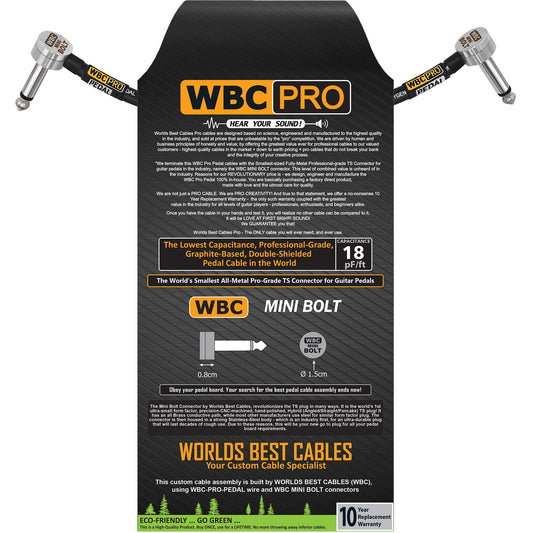 Cable de Pedal WBC PRO 4 Pulgadas Baja Capacitancia Grafito Doble Blindaje TS Angulares