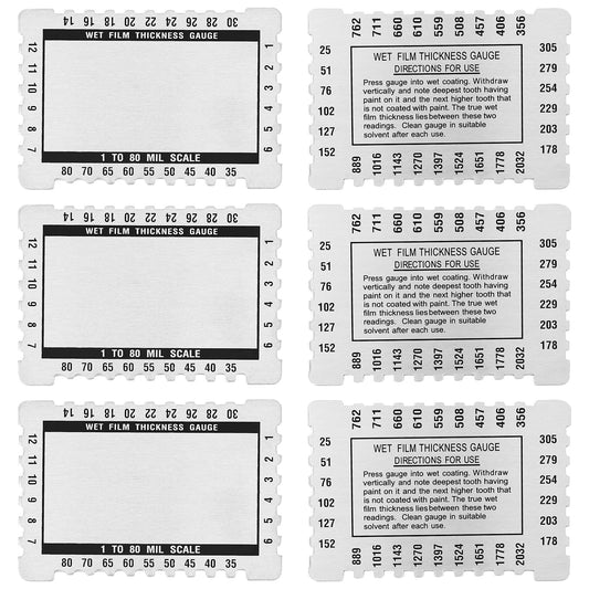 Kanayu Peine Medidor de Espesor de Película Húmeda de Doble Escala de 1-80 Mil para Pinturas de Resina (6, Blanco)