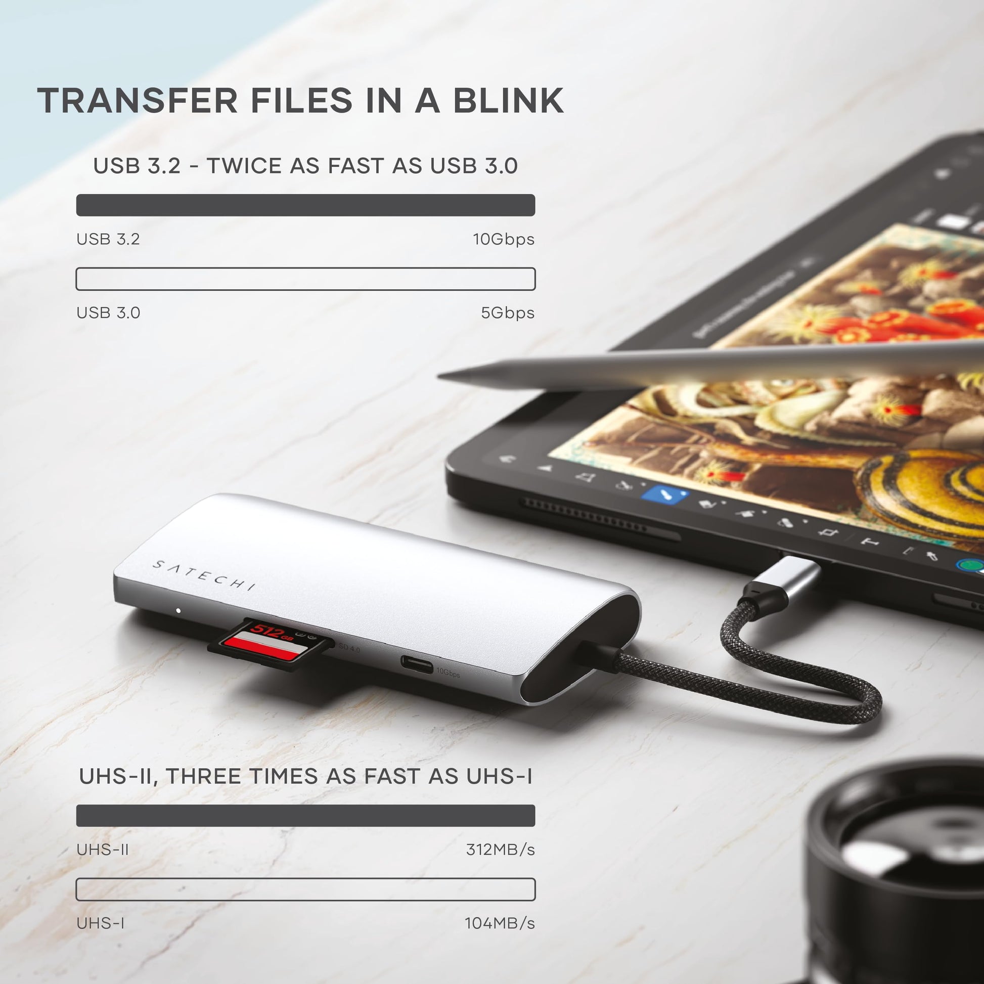 Hub USB C SATECHI Plateado 8 en 1 Adaptador Multipuerto para Laptop y Tablets