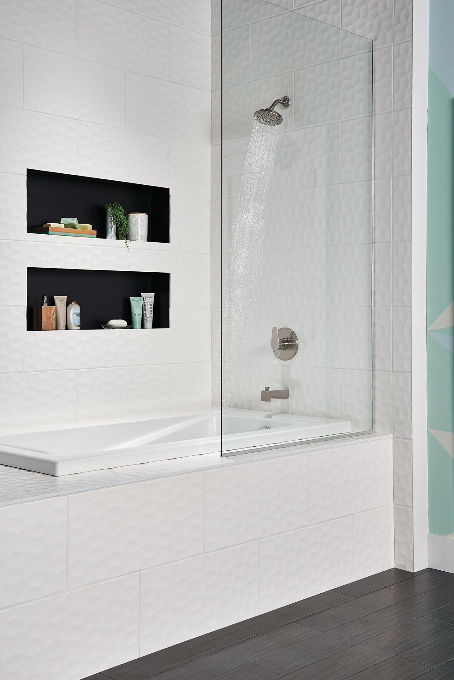 Moldura de Ducha para Bañera Peerless Xander Níquel Cepillado