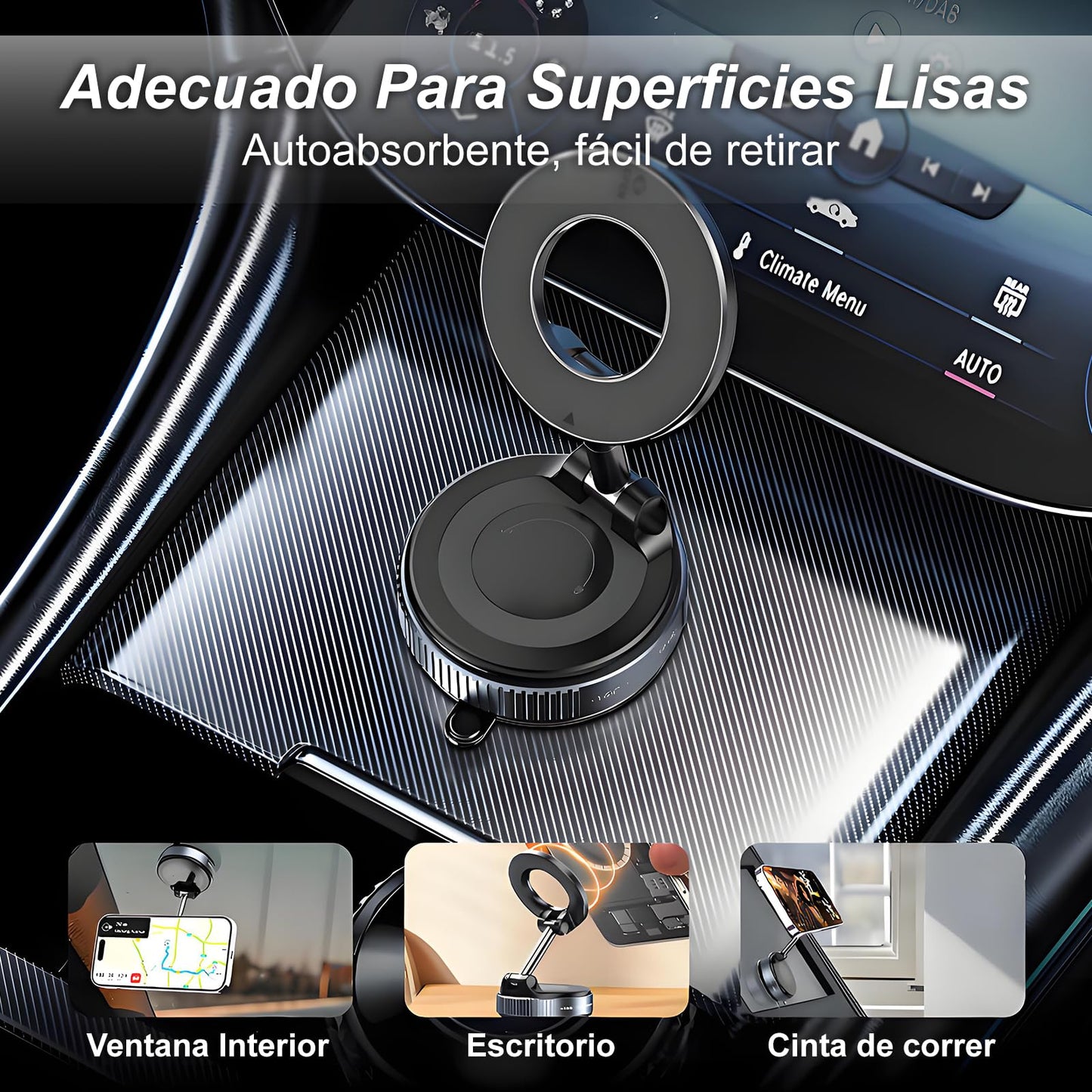 FEISEDY Soporte Magnético para Celuar Teléfono [Rotación 360°] Universal para Coche, Compatible con iPhone 16 Pro MAX, 15, 14, 13 y Otros Dispositivos con Anillo Magnético