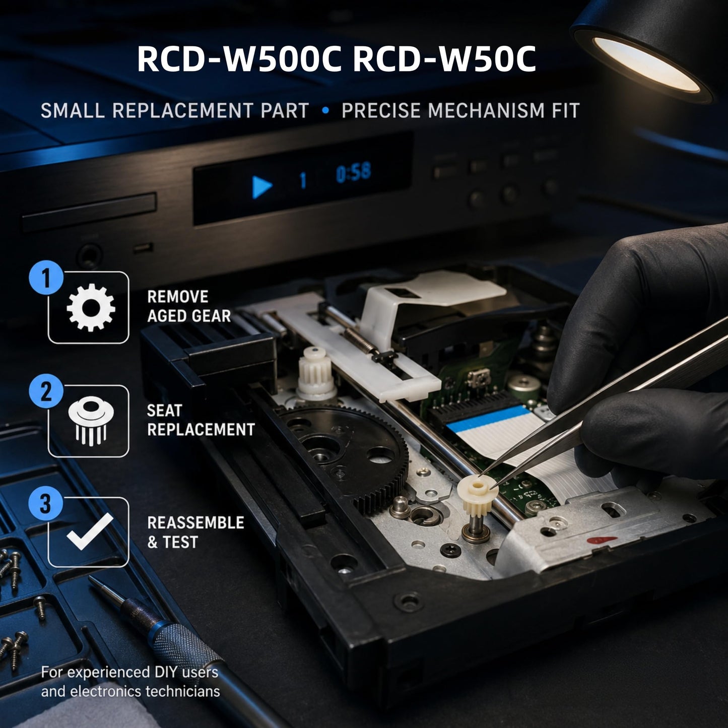 KOMITASUI - Recambio de cabezal láser para Sony RCD-W500C RCD-W50C RCD-W5000ES, mecanismo de reproductor de discos de CD