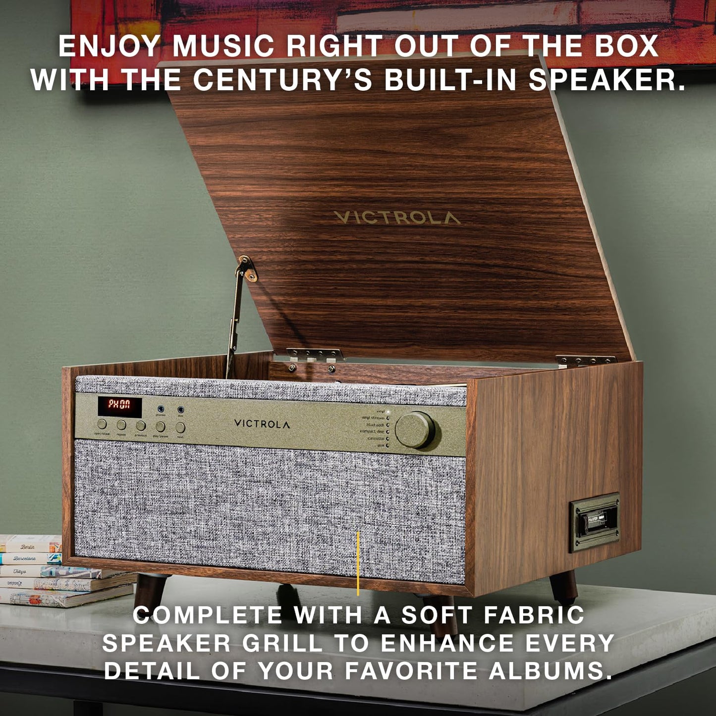 Tocadiscos Victrola Century Natural con Bluetooth y Auxiliar 3 Velocidades Diseño de Medio Siglo