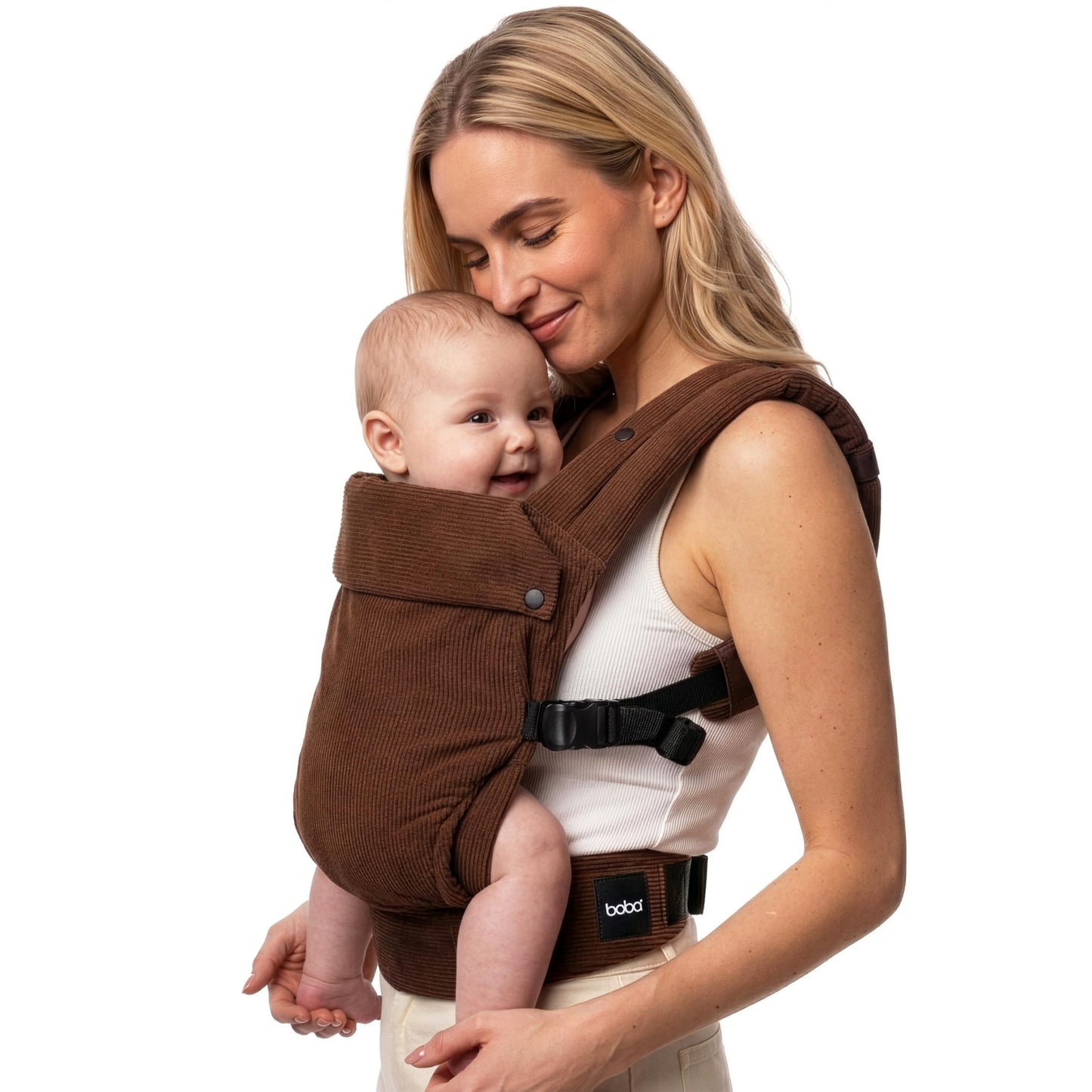 Boba Auri - Portabebés de algodón de pana para recién nacidos, 3 posiciones ergonómicas (delantera/delantera/trasera), portabebés con posición M con asiento ajustable (7-45 libras)