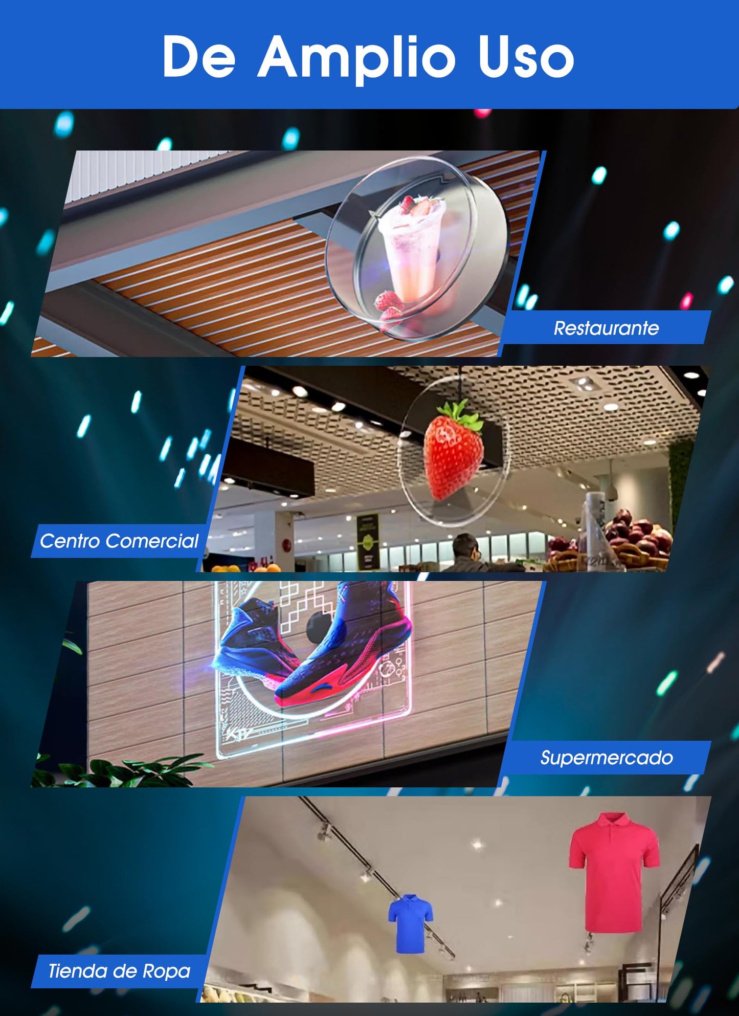 Ventilador de Holograma 3D Vbestlife WiFi PC Publicitaria LED 224 Luces para Negocios