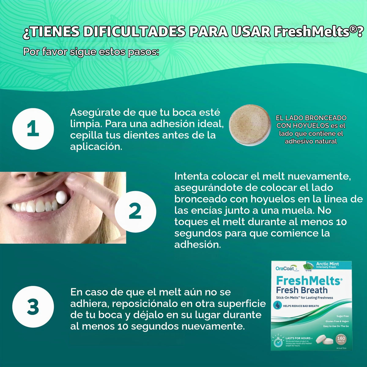 Ambientador de Aliento Oracoat FreshMelts Menta Ártica para Mal Aliento
