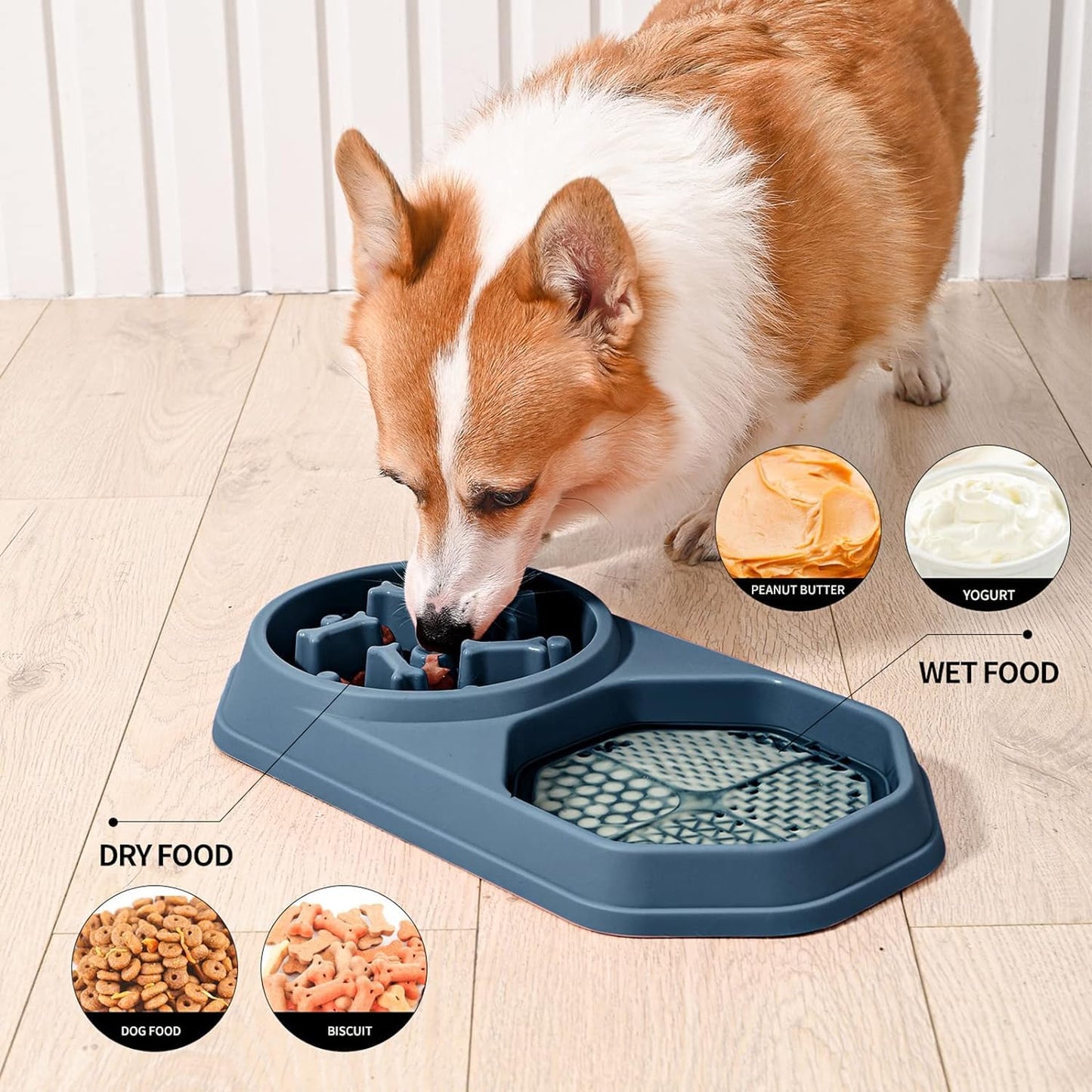 Comedero Lento para Perros, Cuenco Antideslizante para Perros de Comida Lenta, fácil de digerir y Absorber el Cuenco de Comida Lenta, comedero Lento para Perros, Alimentador Tazón 2 En 1 para Perros