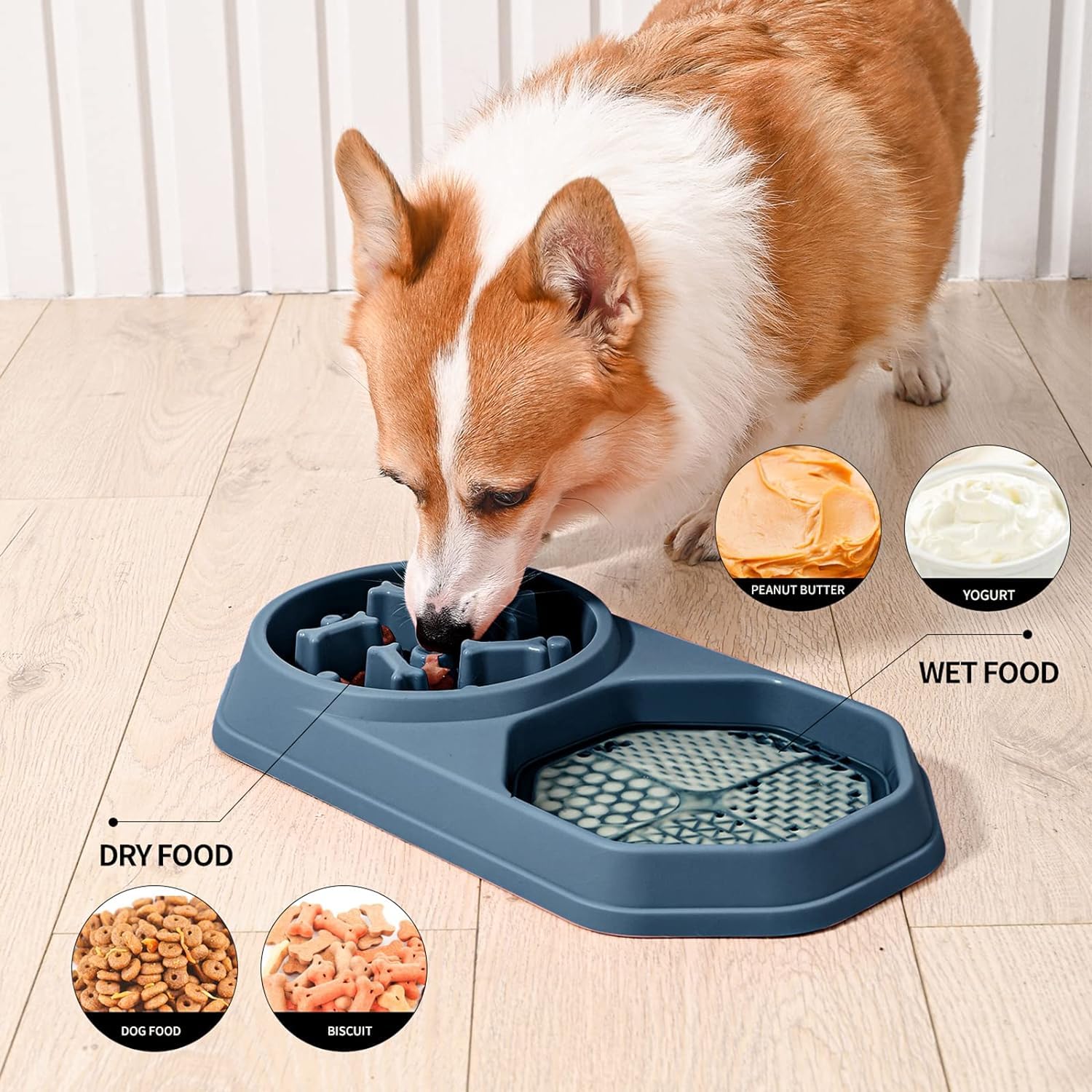 Comedero Lento para Perros, Cuenco Antideslizante para Perros de Comida Lenta, fácil de digerir y Absorber el Cuenco de Comida Lenta, comedero Lento para Perros, Alimentador Tazón 2 En 1 para Perros