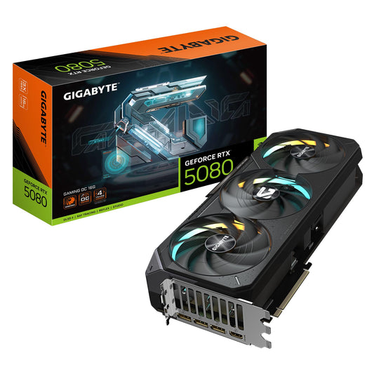 GIGABYTE GeForce RTX 5080 Gaming OC 16G Tarjeta gráfica - 16GB GDDR7, 256 bit, PCI-E 5.0, 2730MHz Core Clock, 3 x DisplayPort, 1 x HDMI, GV-N5080GAMING OC-16GD