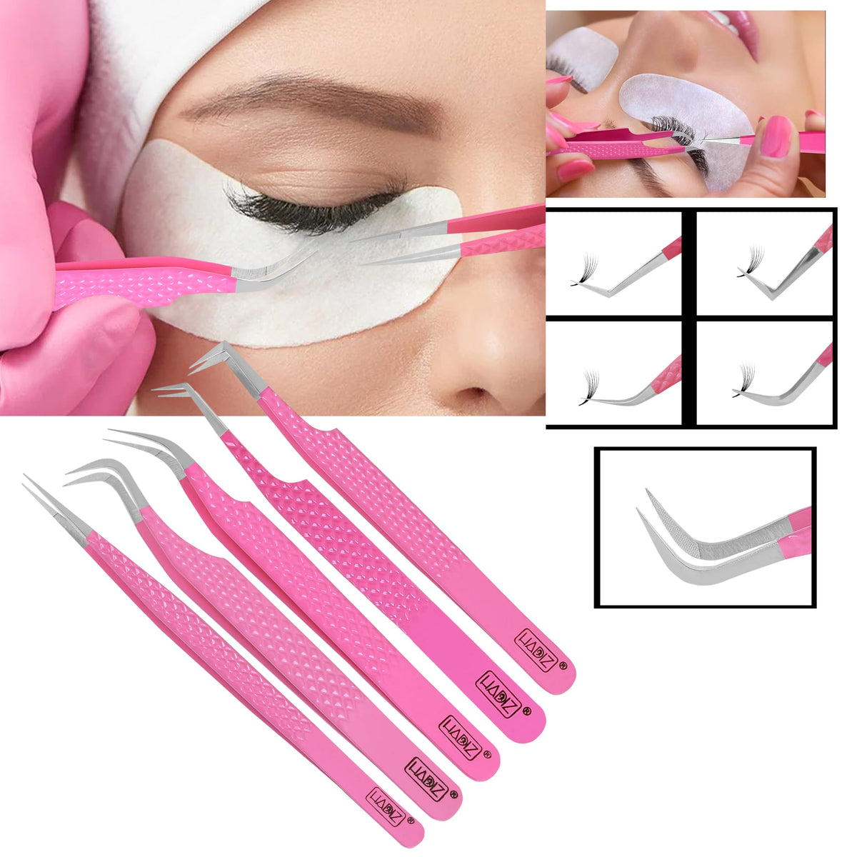 HADIZ Fabir Tip - Pinzas para extensión de pestañas (acero japonés)