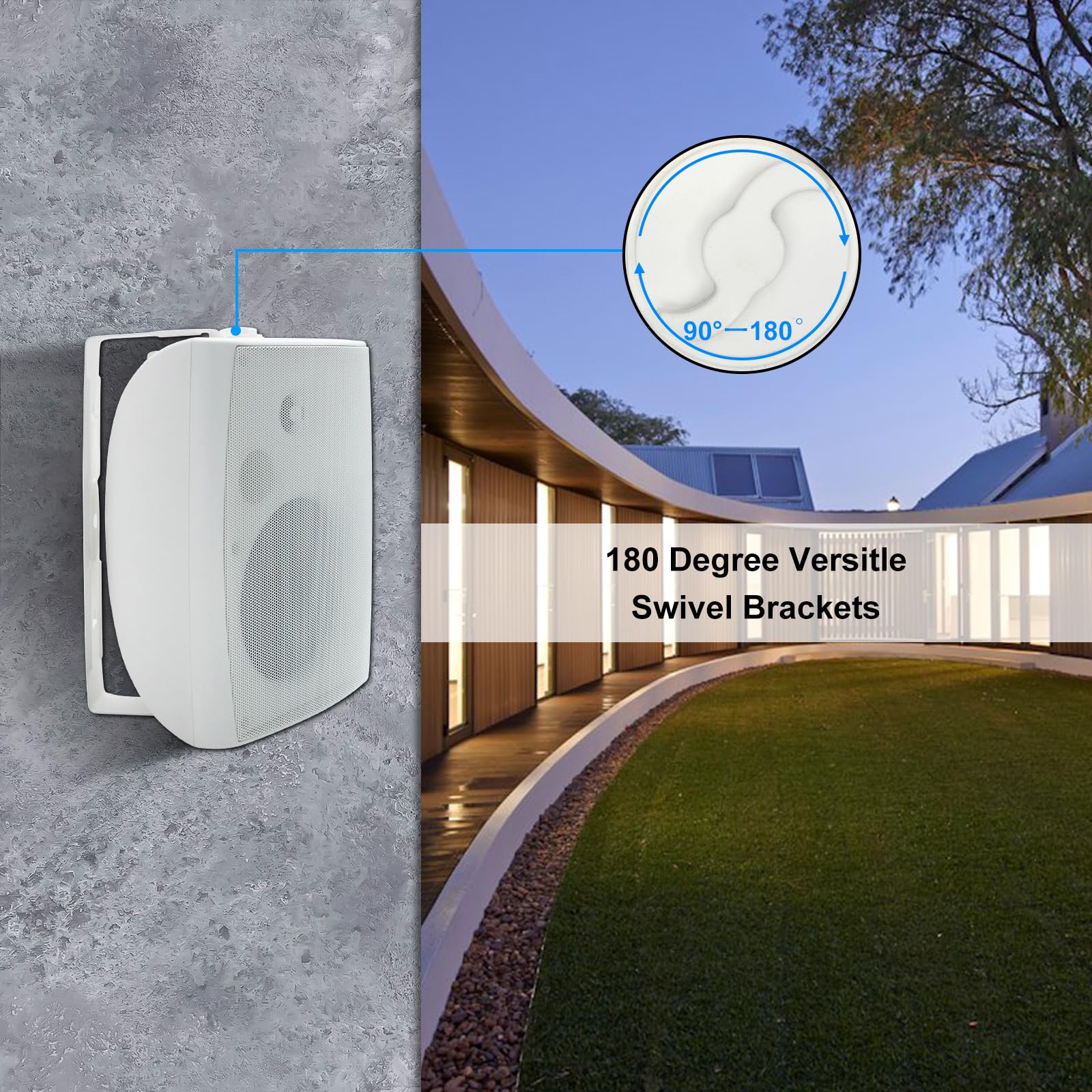 Herdio 6,5 Pulgadas Bocinas para Exterior, 400W Altavoces para Exteriores, Impermeable, Amplia Cobertura De Sonido Estéreo, para Patio, Terraza, Patio Trasero (Blanco)