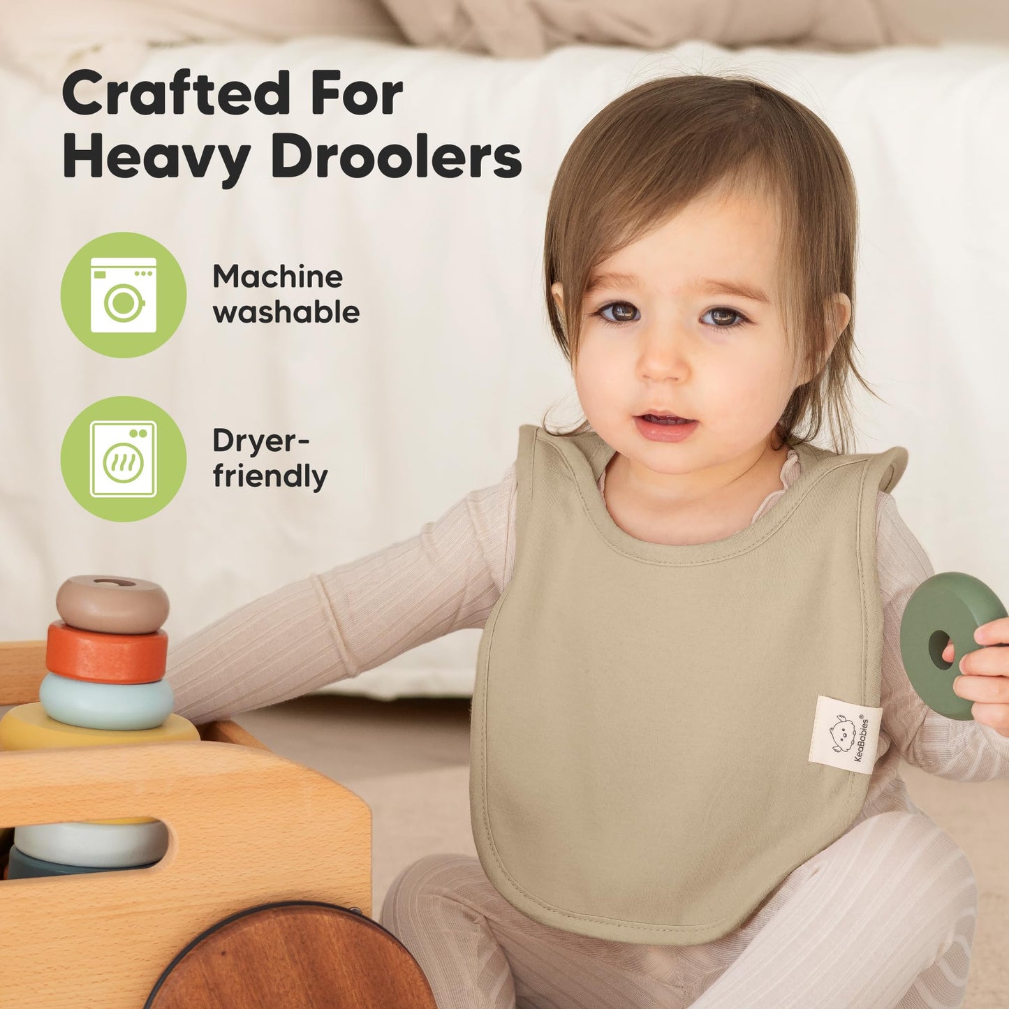 Paquete de 8 baberos para bebé para niños y niñas, baberos sin botones para la dentición babeando bebé niña y niño pequeño, recién nacido, suaves y absorbentes, bonitos colores, gran cobertura del