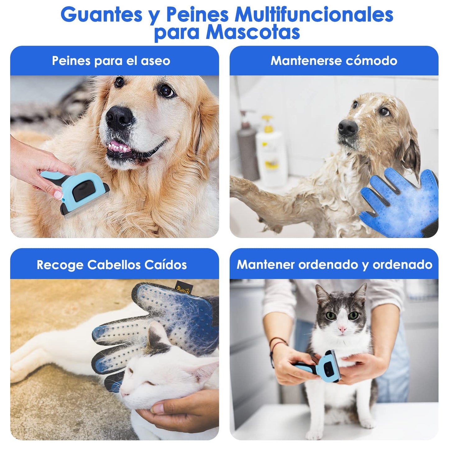 Cepillo Removedor de Pelo SlowTon para Mascotas Grandes, Eficazmente hasta un 95%