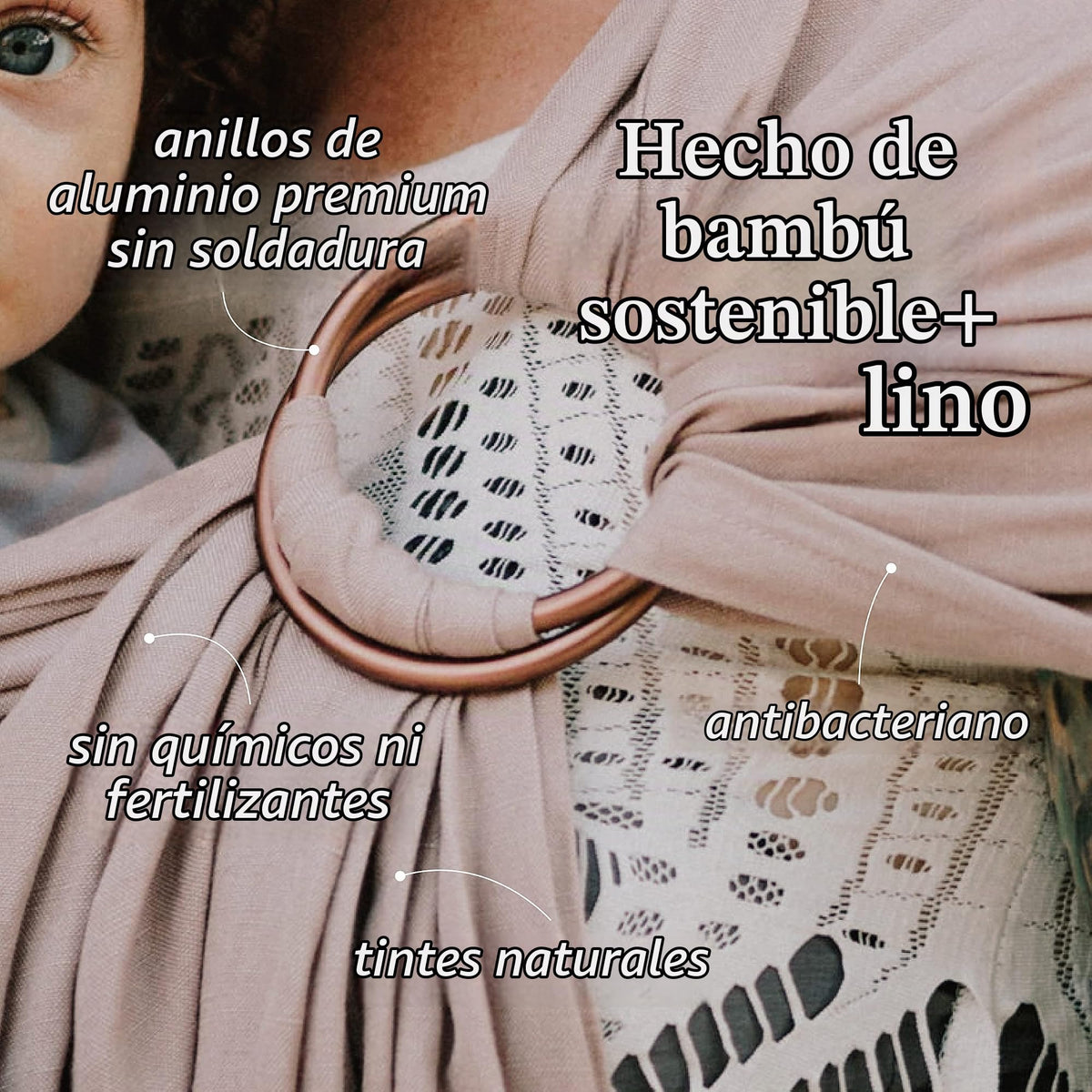 Nalakai Portabebés de Anillo de Lujo, Cabestrillo de Bebé de Mezcla de Lino Suave, Envoltura de Bebé, Lleva a tu Pequeño Cerca de tu Corazón, Comodidad, Estilo
