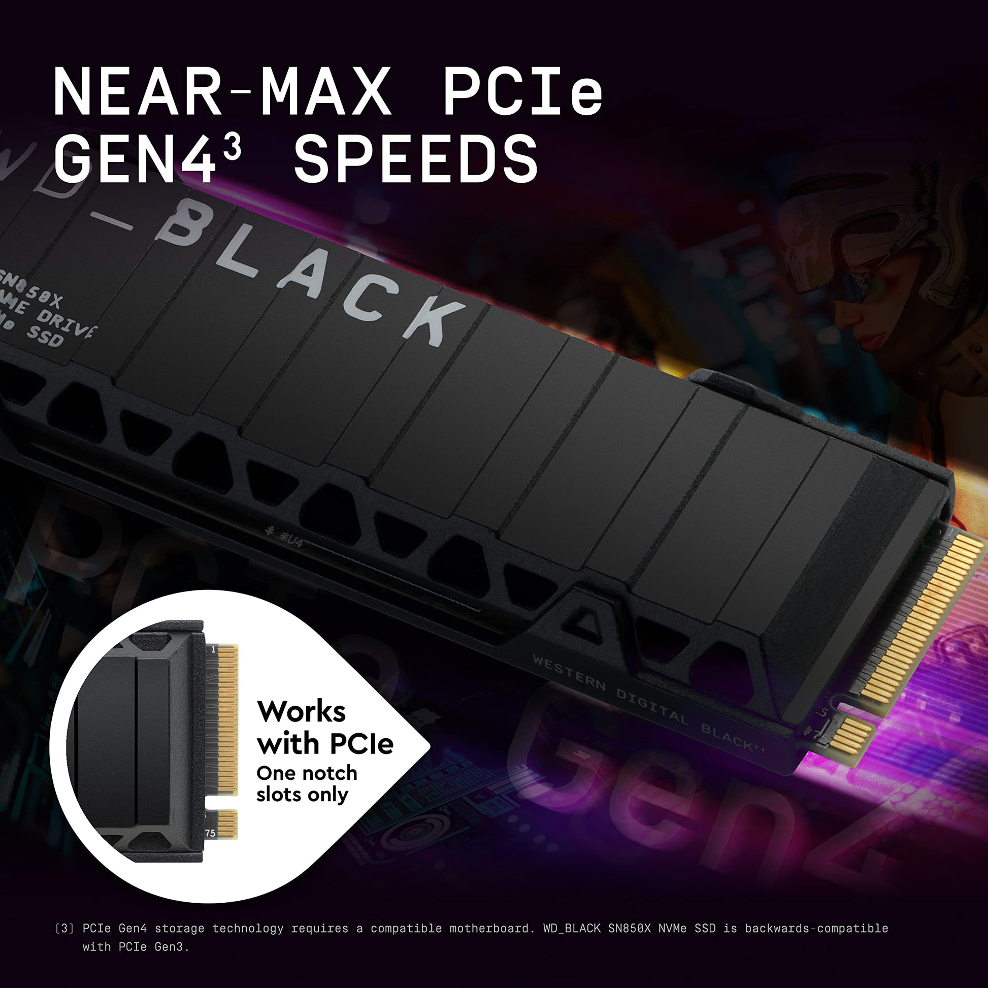 WD_BLACK 1TB SN850X NVMe Unidad Interna de Estado sólido SSD para Juegos con disipador de Calor - Funciona con PlayStation 5, Gen4 PCIe, M.2 2280, hasta 7.300 MB/s - WDS100T2XHE